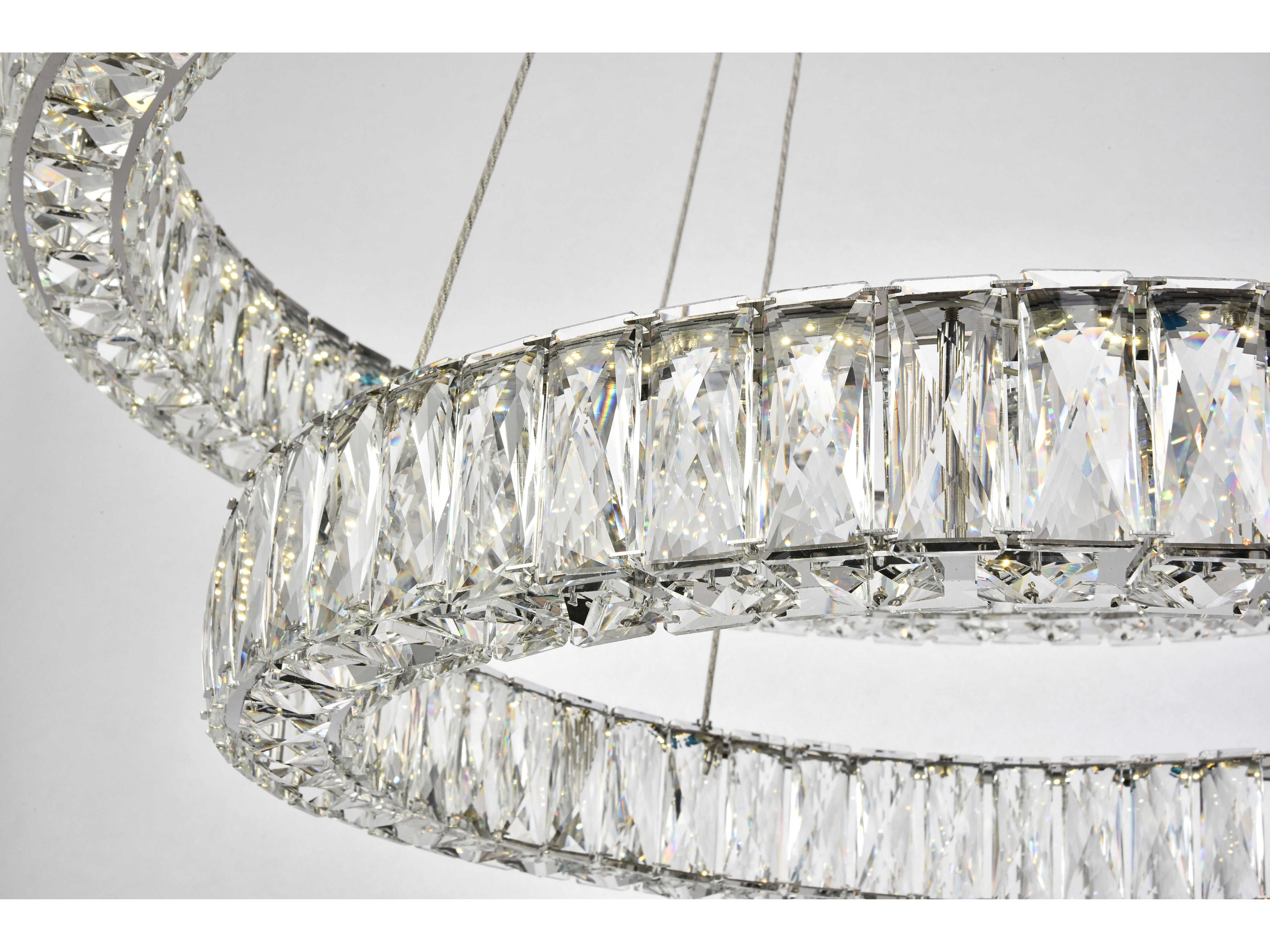 Elegant Lighting Monroe 1-Light Chrome Clear Crystal LED Drum Pendant