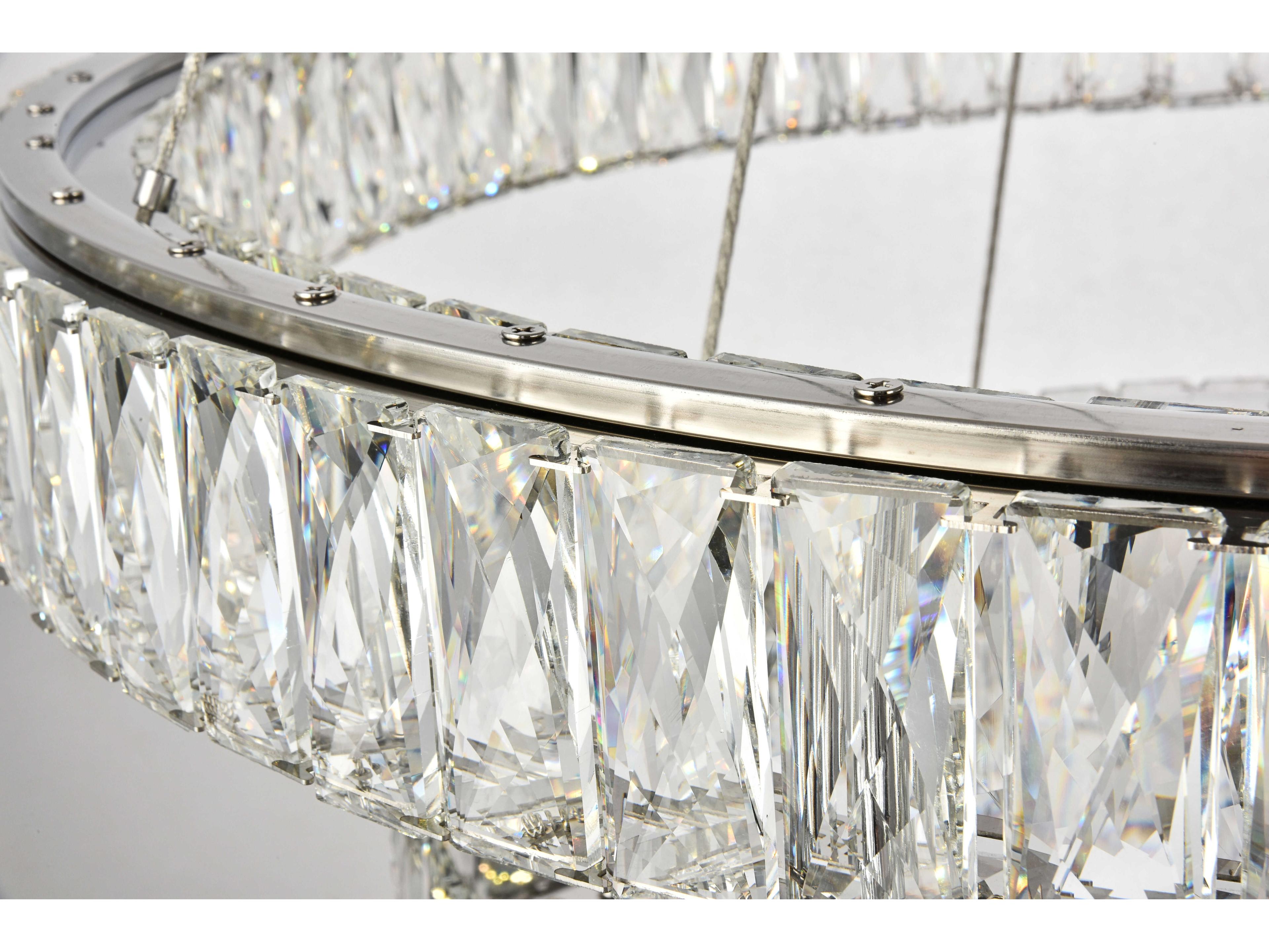 Elegant Lighting Monroe 1-Light Chrome Clear Crystal LED Drum Pendant