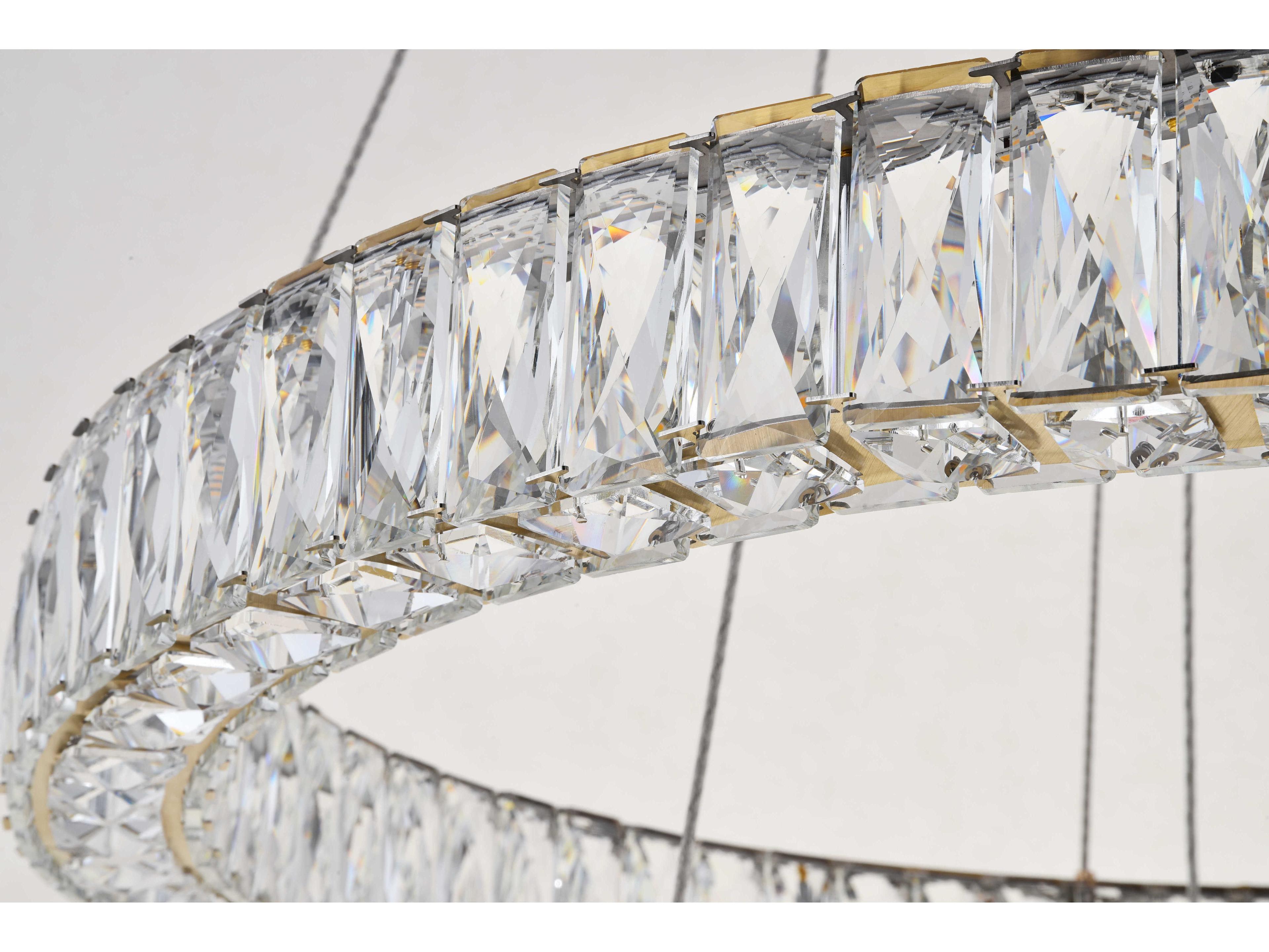 Elegant Lighting Monroe 2-Light Gold Clear Crystal LED Drum Chandelier