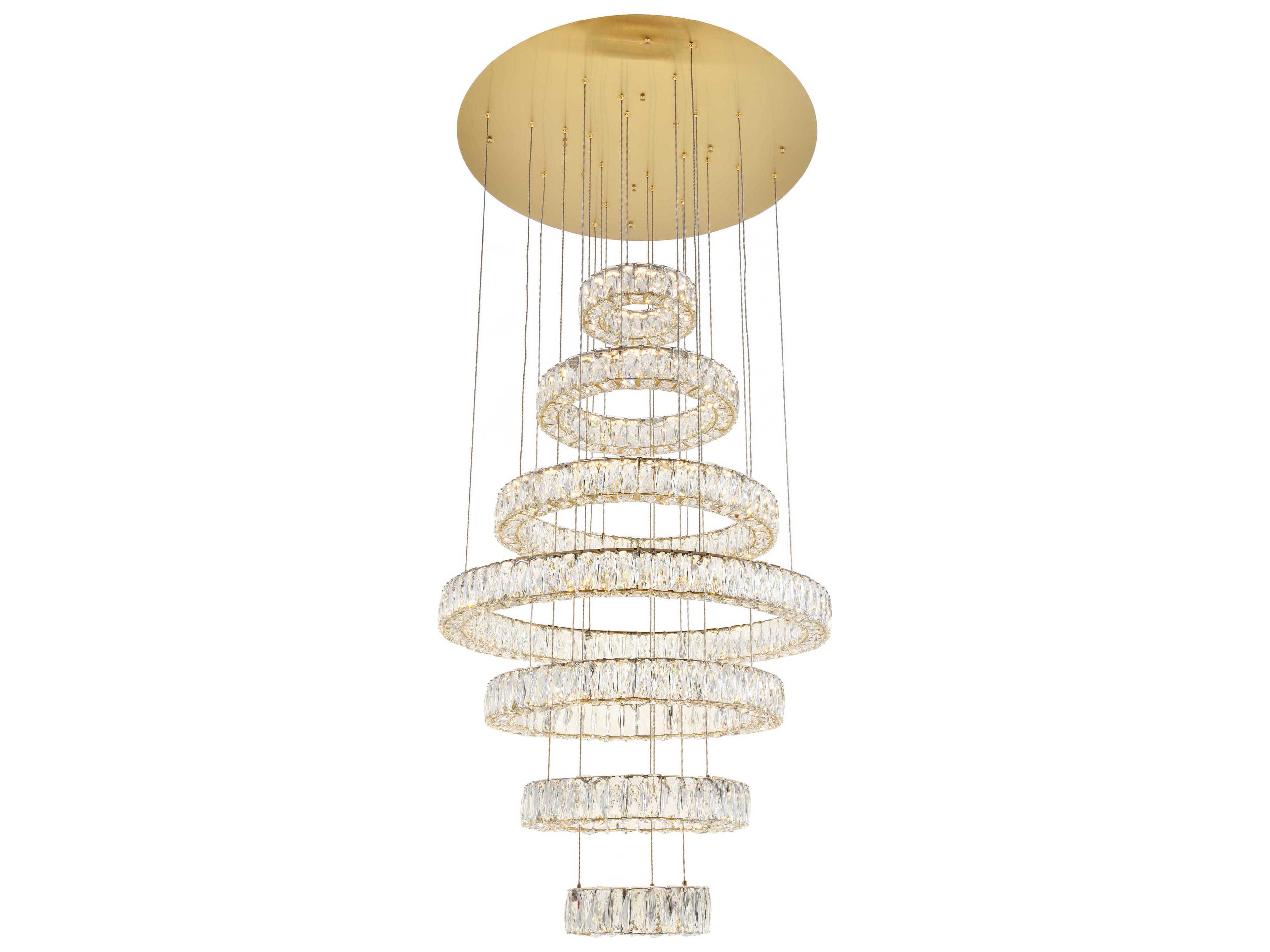 Elegant Lighting Monroe 7-Light Chrome Crystal LED Drum Tiered Pendant