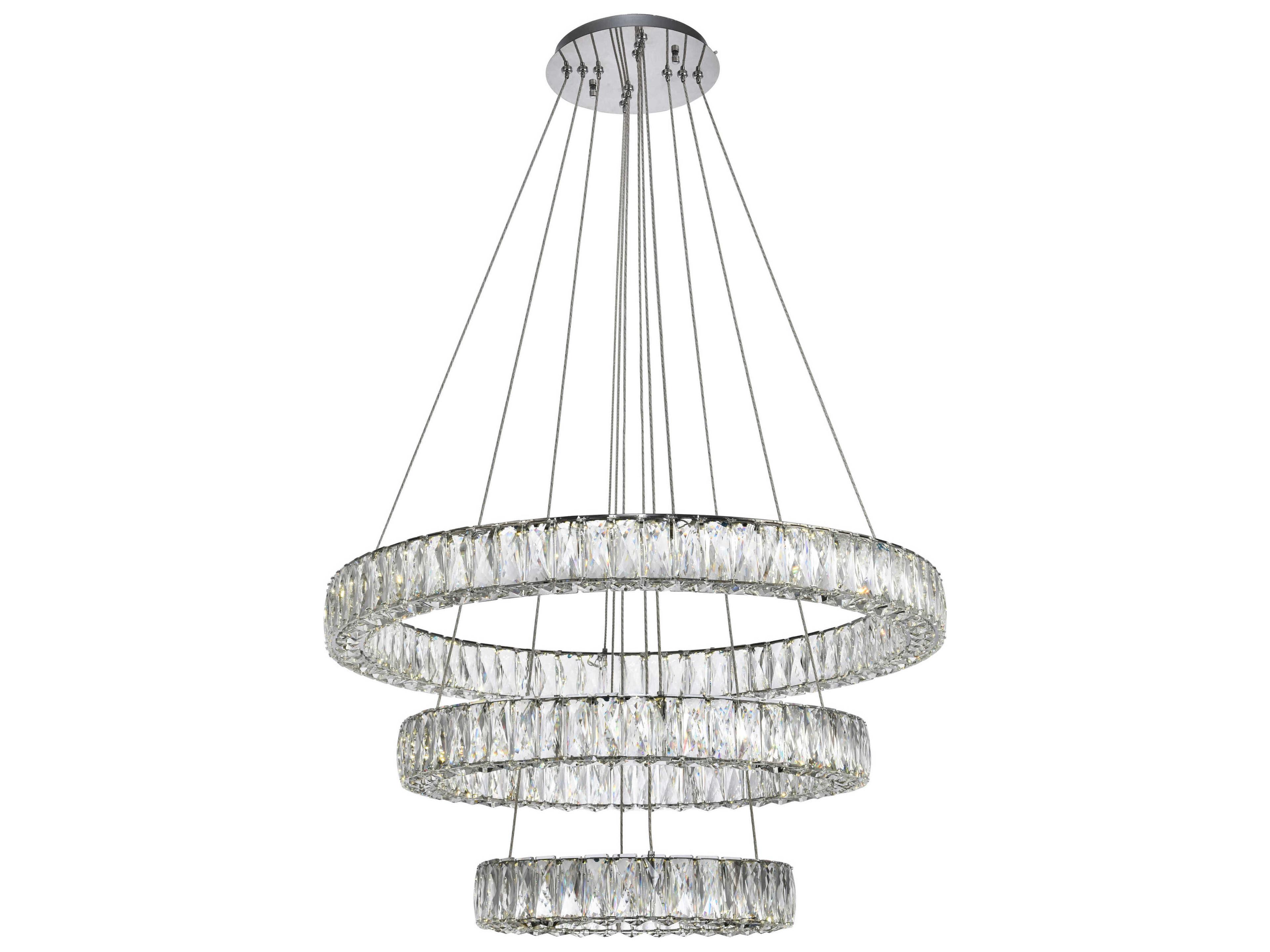 Monroe 1-Light Chrome Clear Crystal LED Drum Tiered Pendant