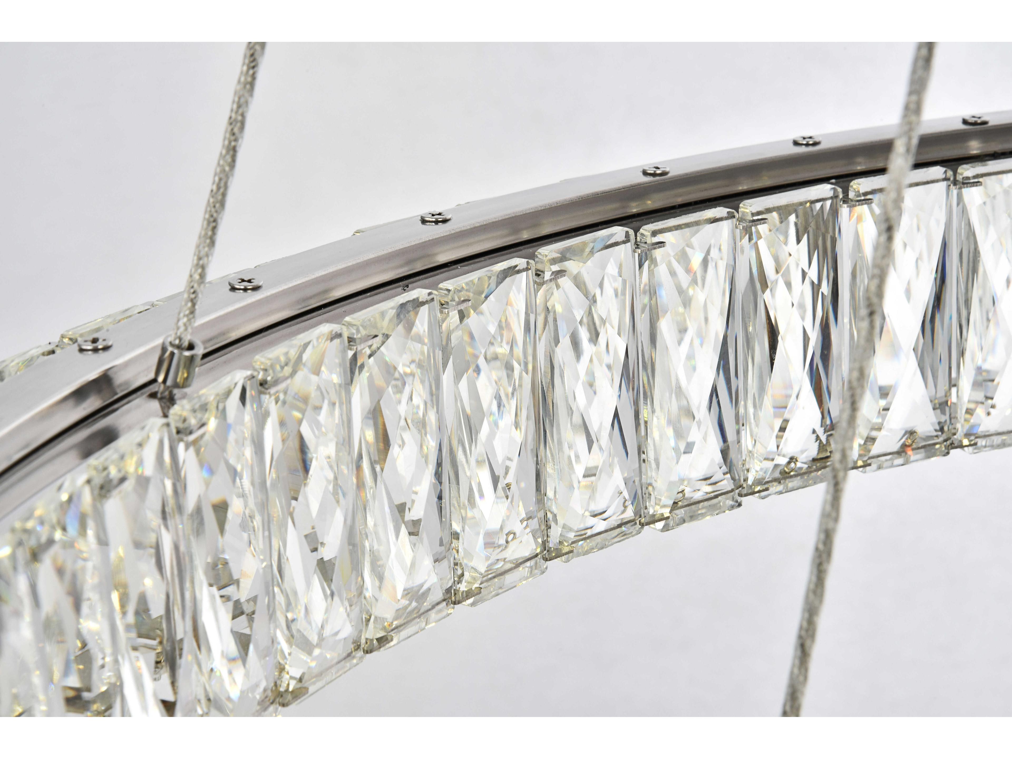 Elegant Lighting Monroe 1-Light Chrome Clear Crystal LED Drum Tiered Pendant