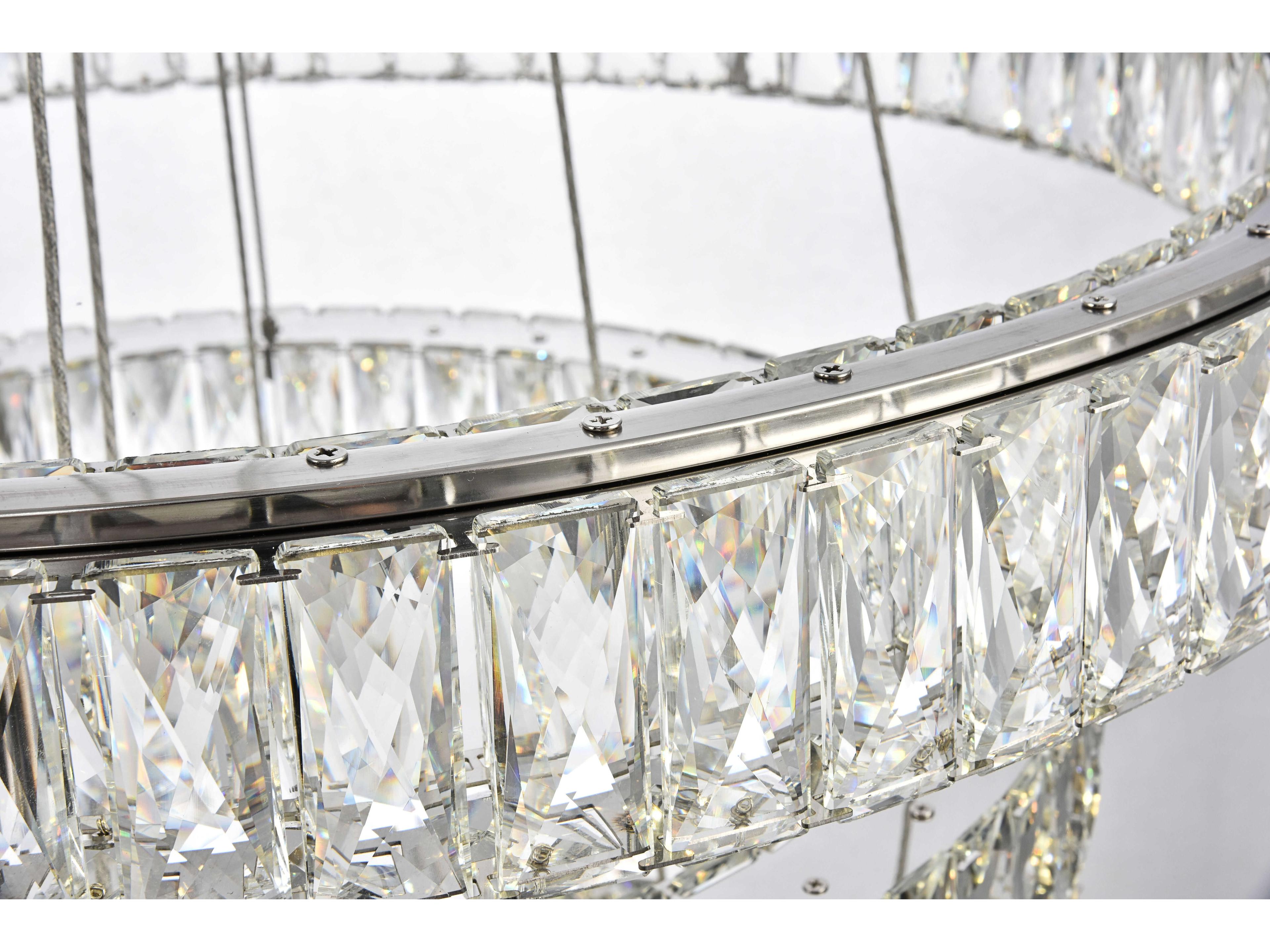 Elegant Lighting Monroe 1-Light Chrome Clear Crystal LED Drum Tiered Pendant