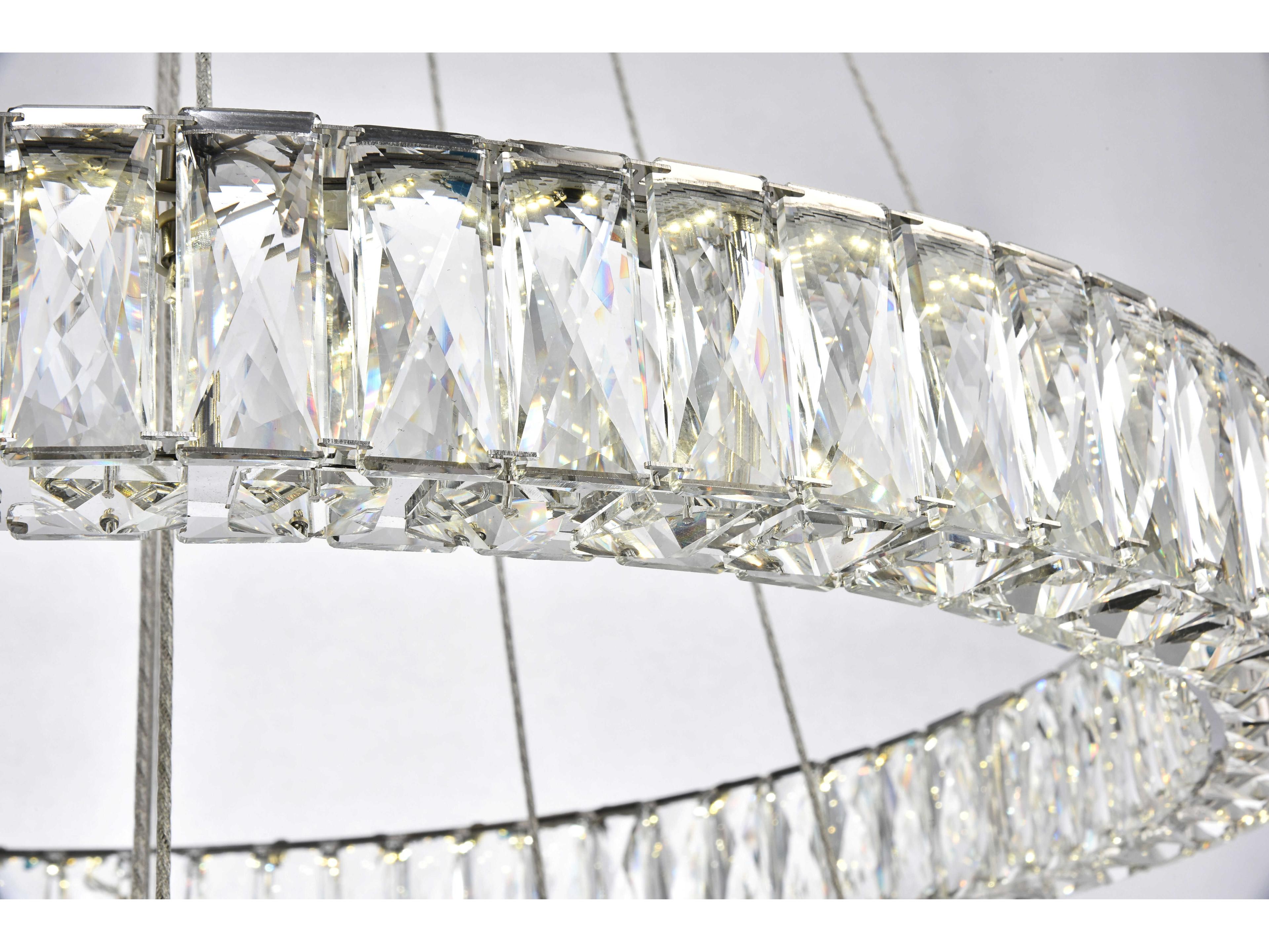 Elegant Lighting Monroe 1-Light Chrome Clear Crystal LED Drum Tiered Pendant