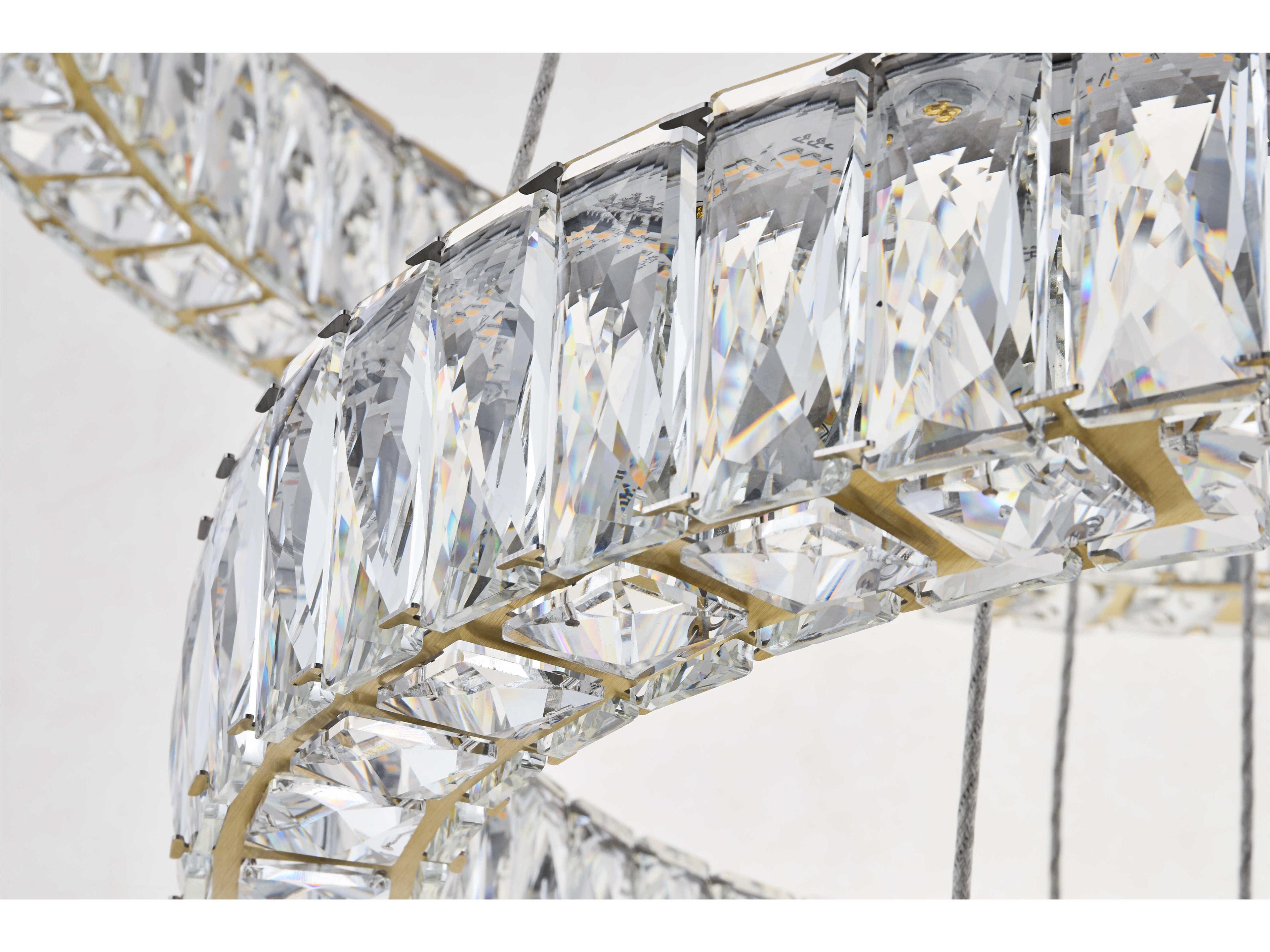 Elegant Lighting Monroe 3-Light Gold Crystal LED Drum Tiered Chandelier