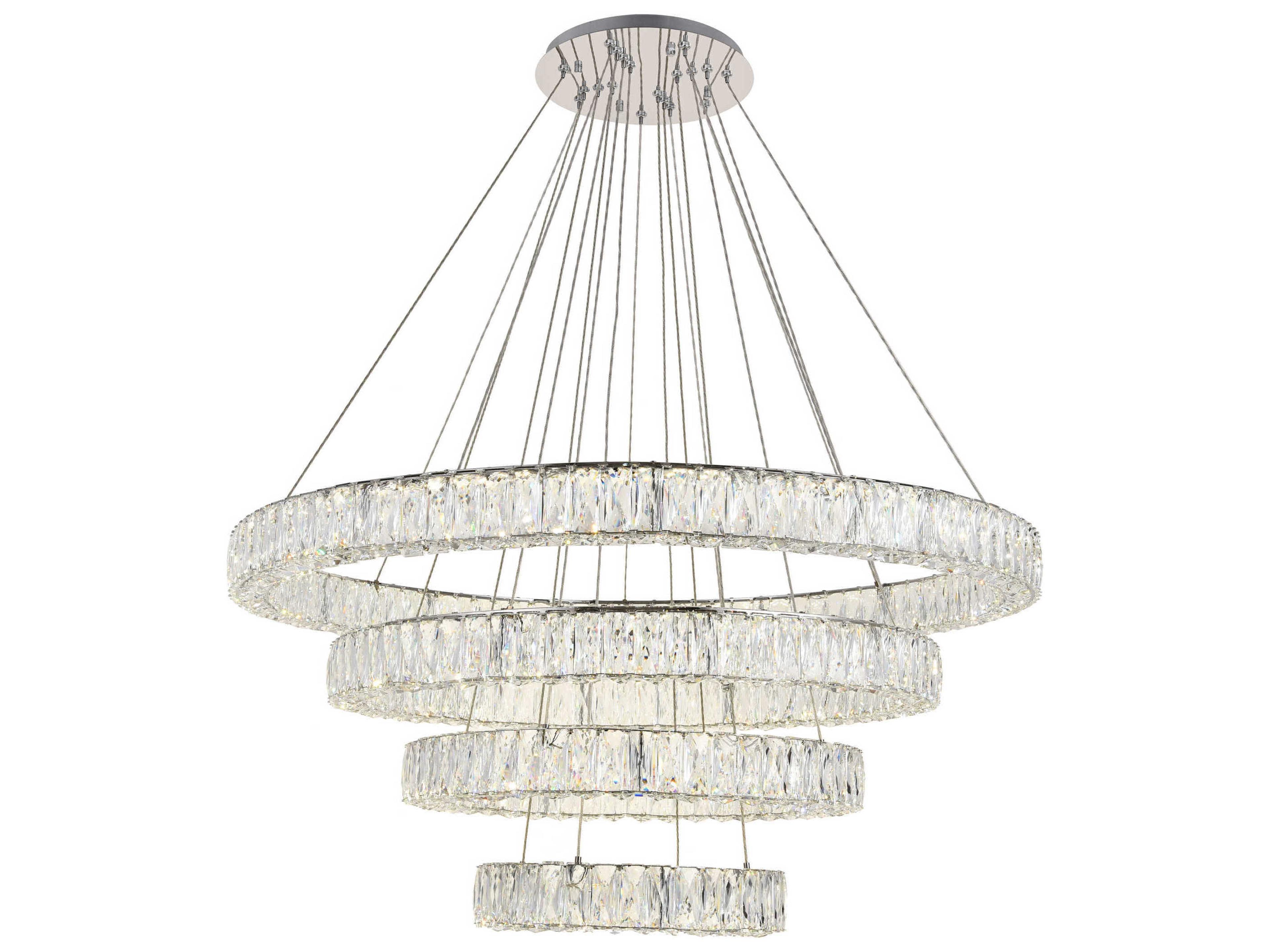 Elegant Lighting Monroe 4-Light Chrome Crystal LED Drum Tiered Pendant