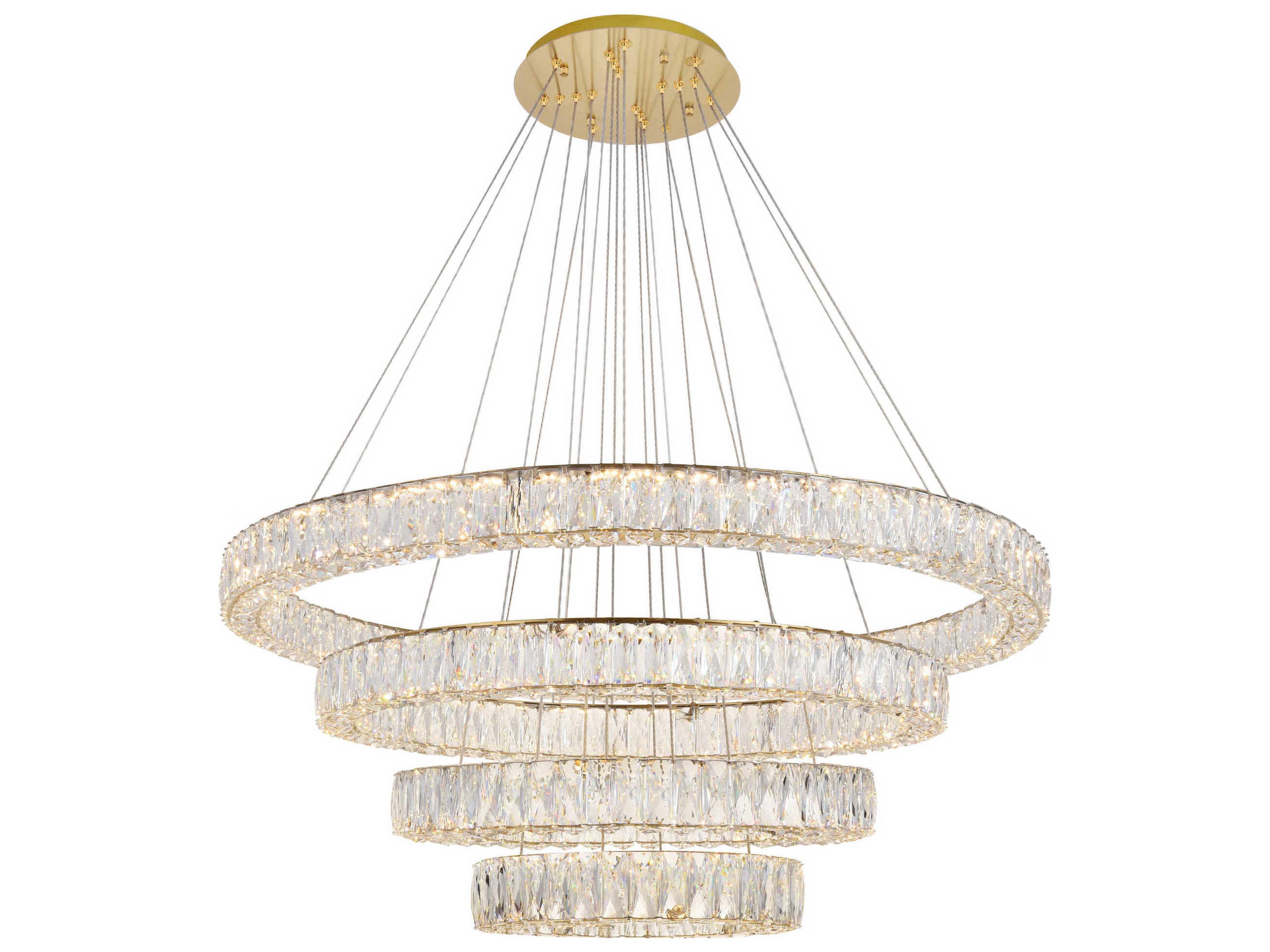 Elegant Lighting Monroe 4-Light Chrome Crystal LED Drum Tiered Pendant
