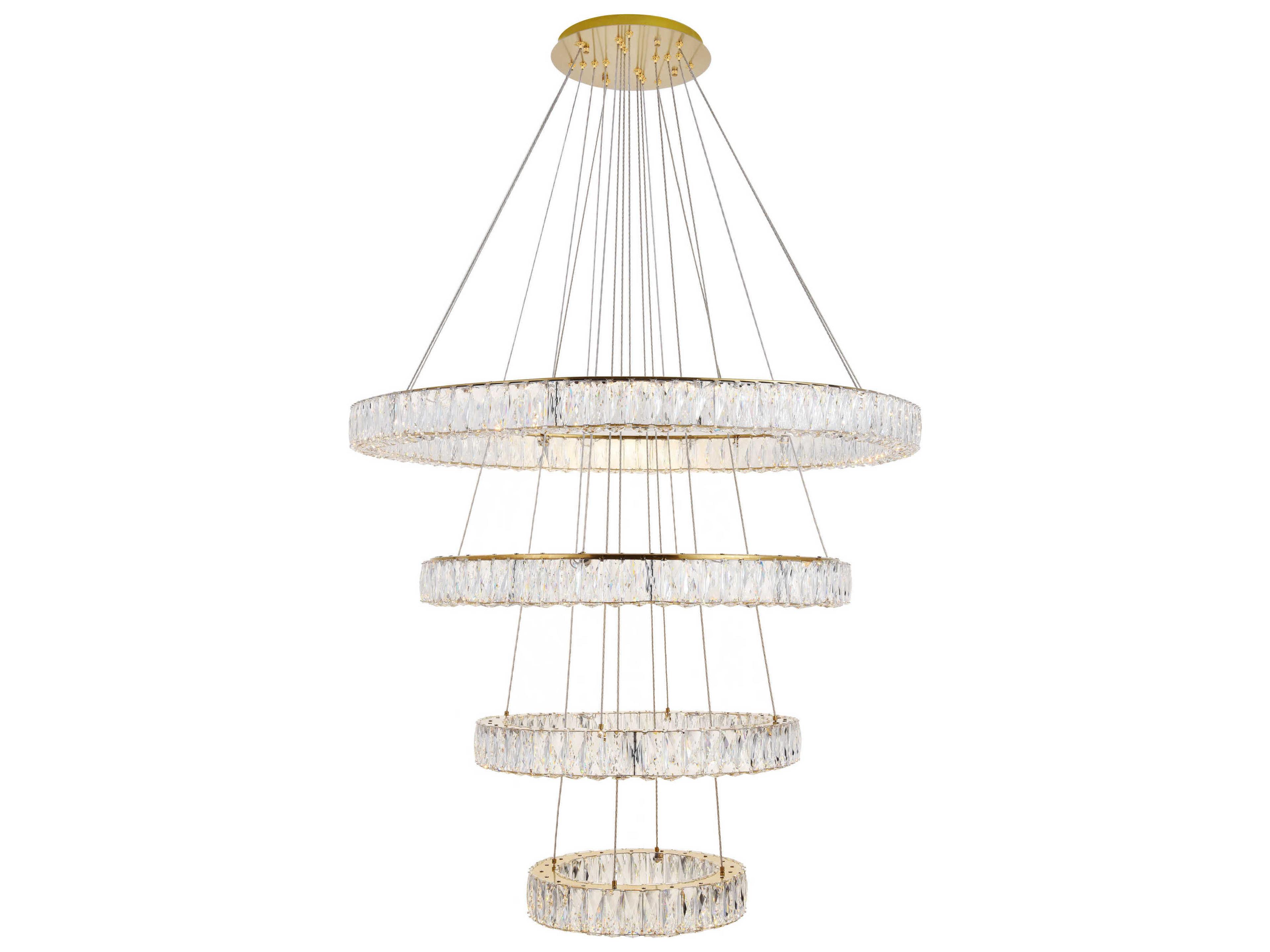 Elegant Lighting Monroe 4-Light Chrome Crystal LED Drum Tiered Pendant