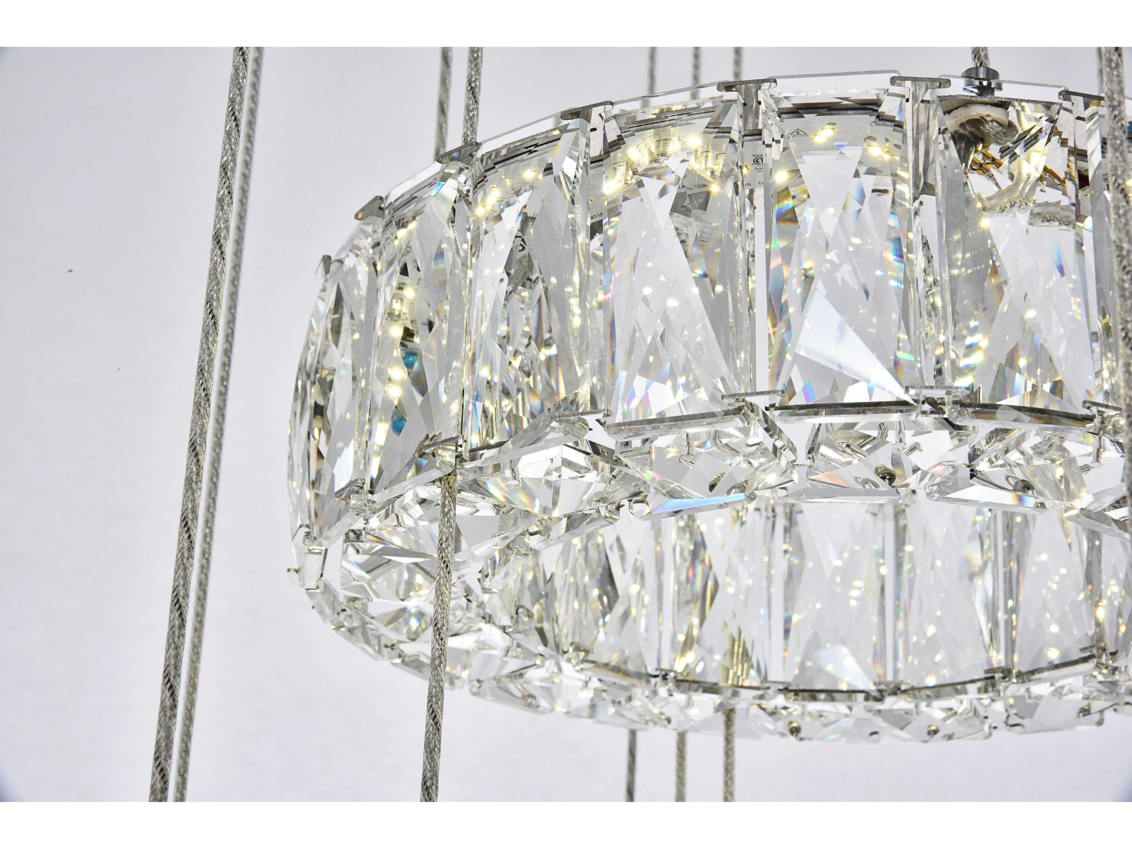 Elegant Lighting Monroe 1-Light Chrome Clear Crystal LED Drum Tiered Pendant