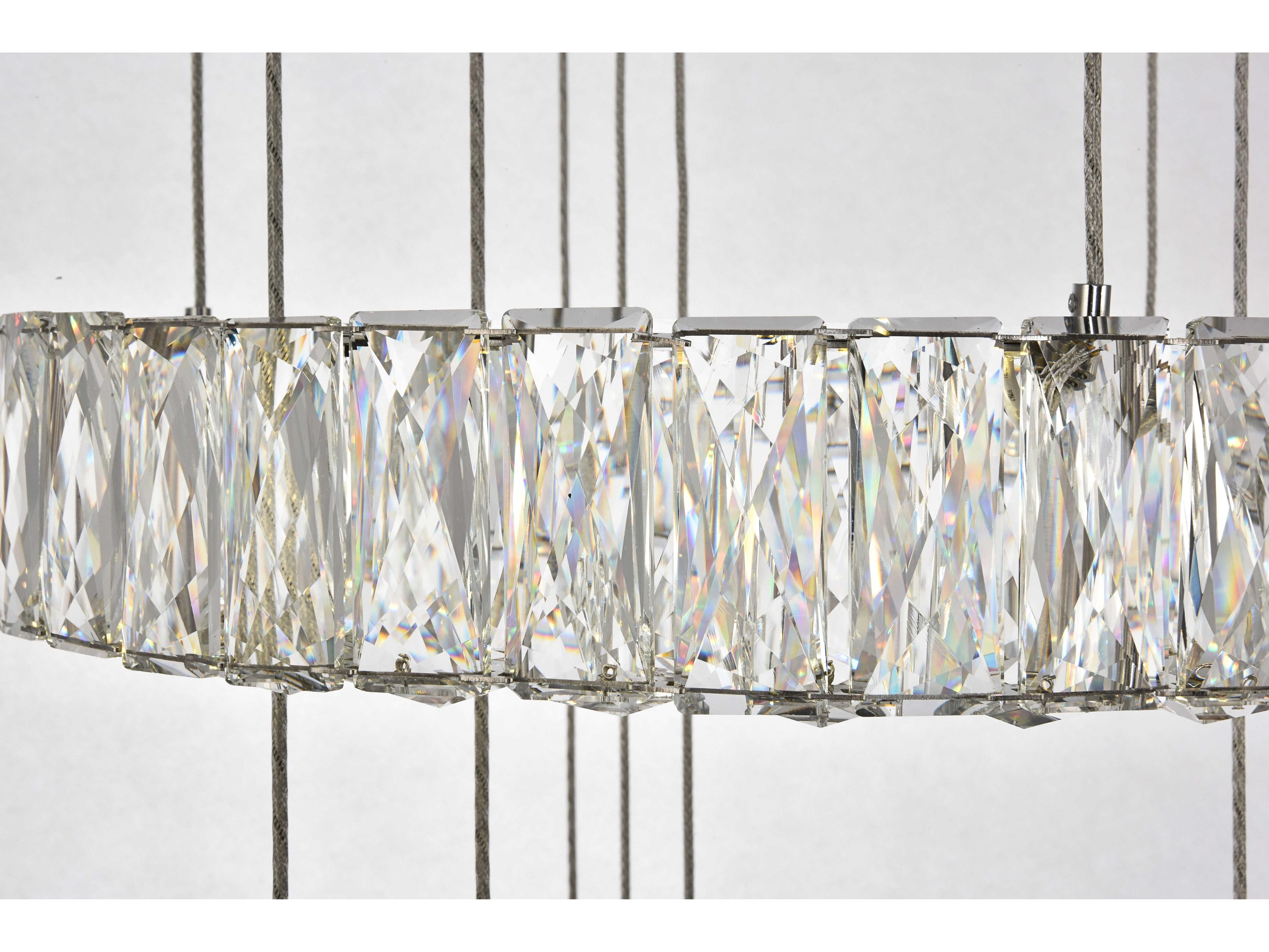 Elegant Lighting Monroe 1-Light Chrome Clear Crystal LED Drum Tiered Pendant