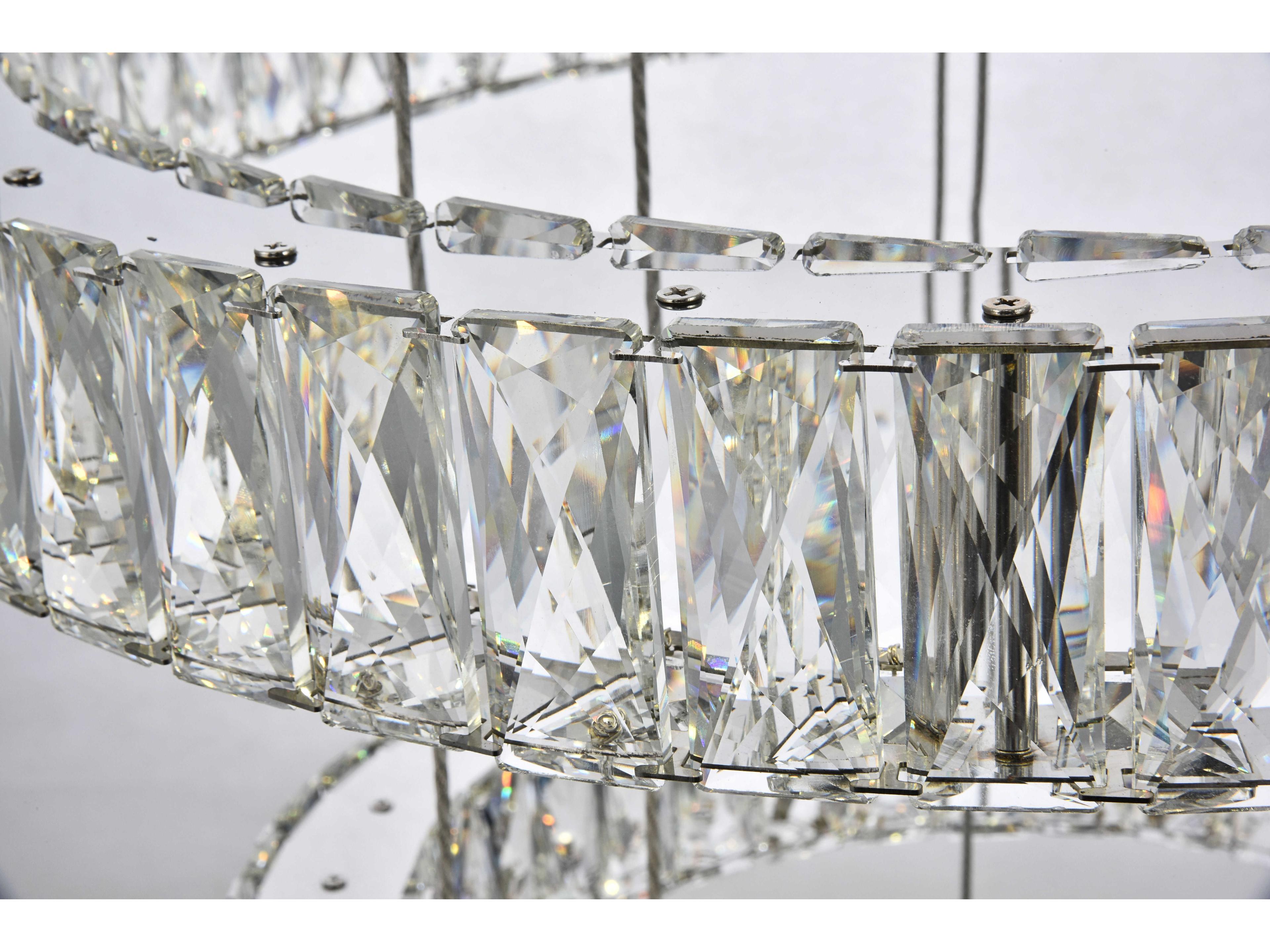 Elegant Lighting Monroe 1-Light Chrome Clear Crystal LED Drum Tiered Pendant