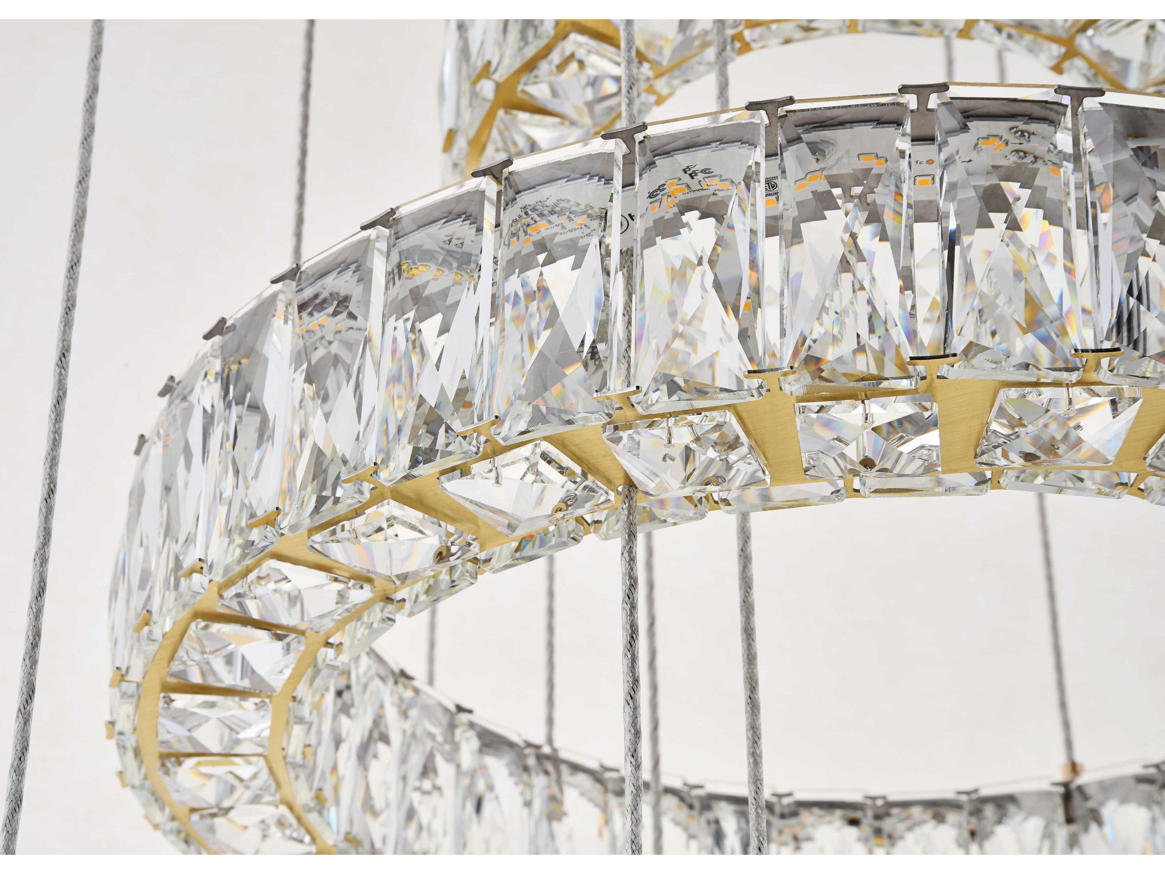 Elegant Lighting Monroe 5-Light Gold Clear Crystal LED Drum Tiered Chandelier