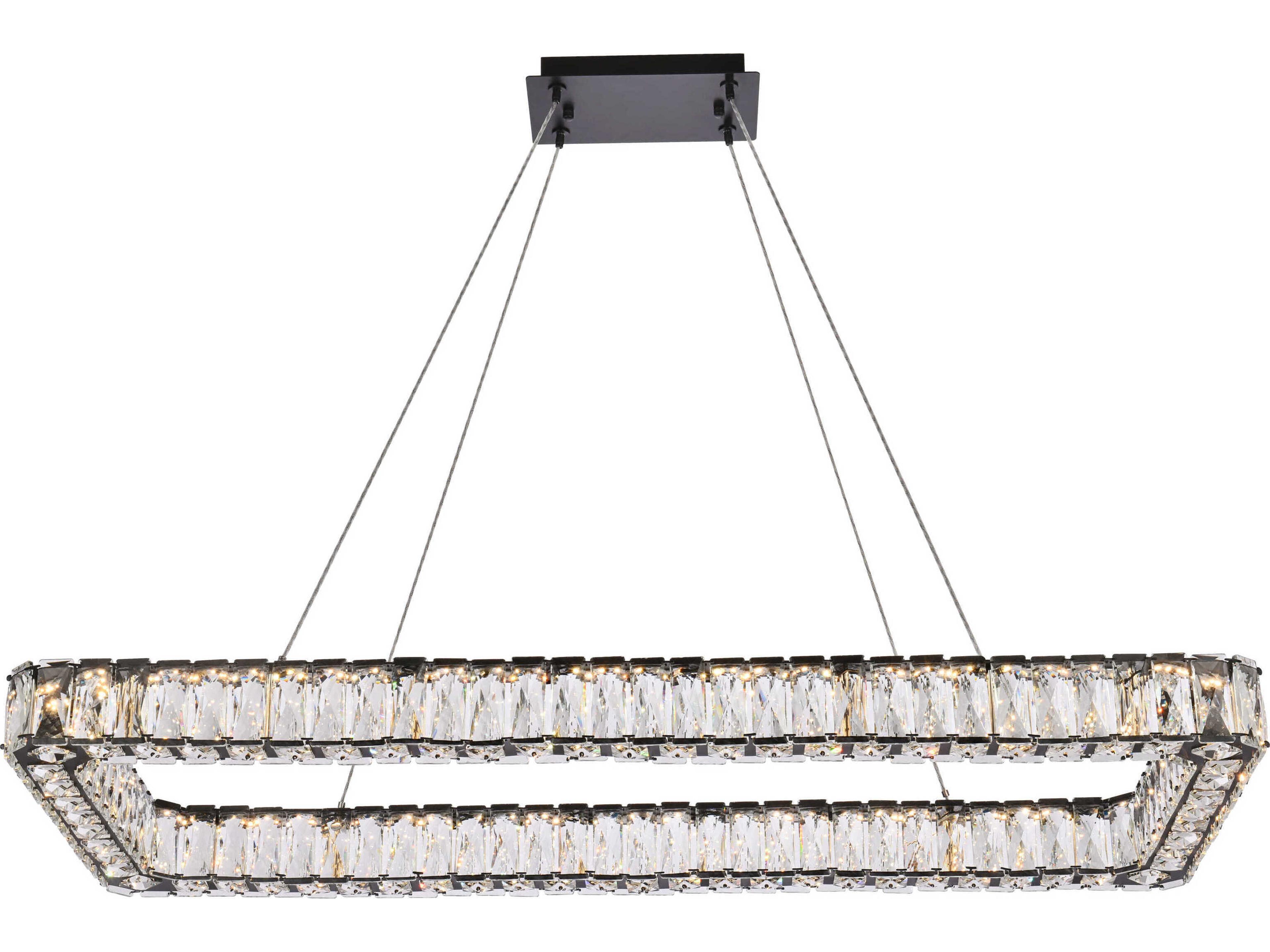 Monroe 1-Light Black Crystal LED Linear Island Pendant