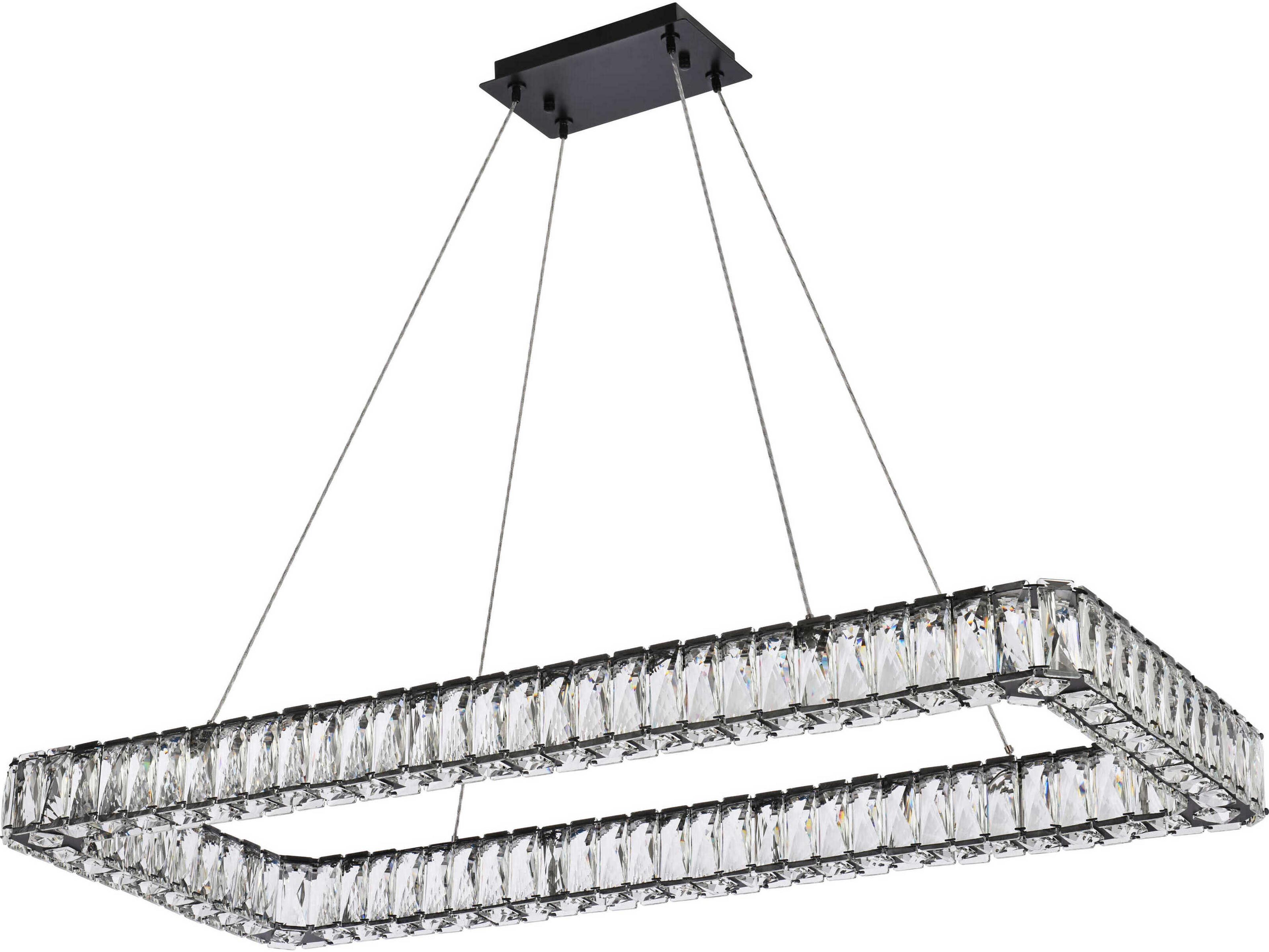 Elegant Lighting Monroe 1-Light Black Crystal LED Linear Island Pendant
