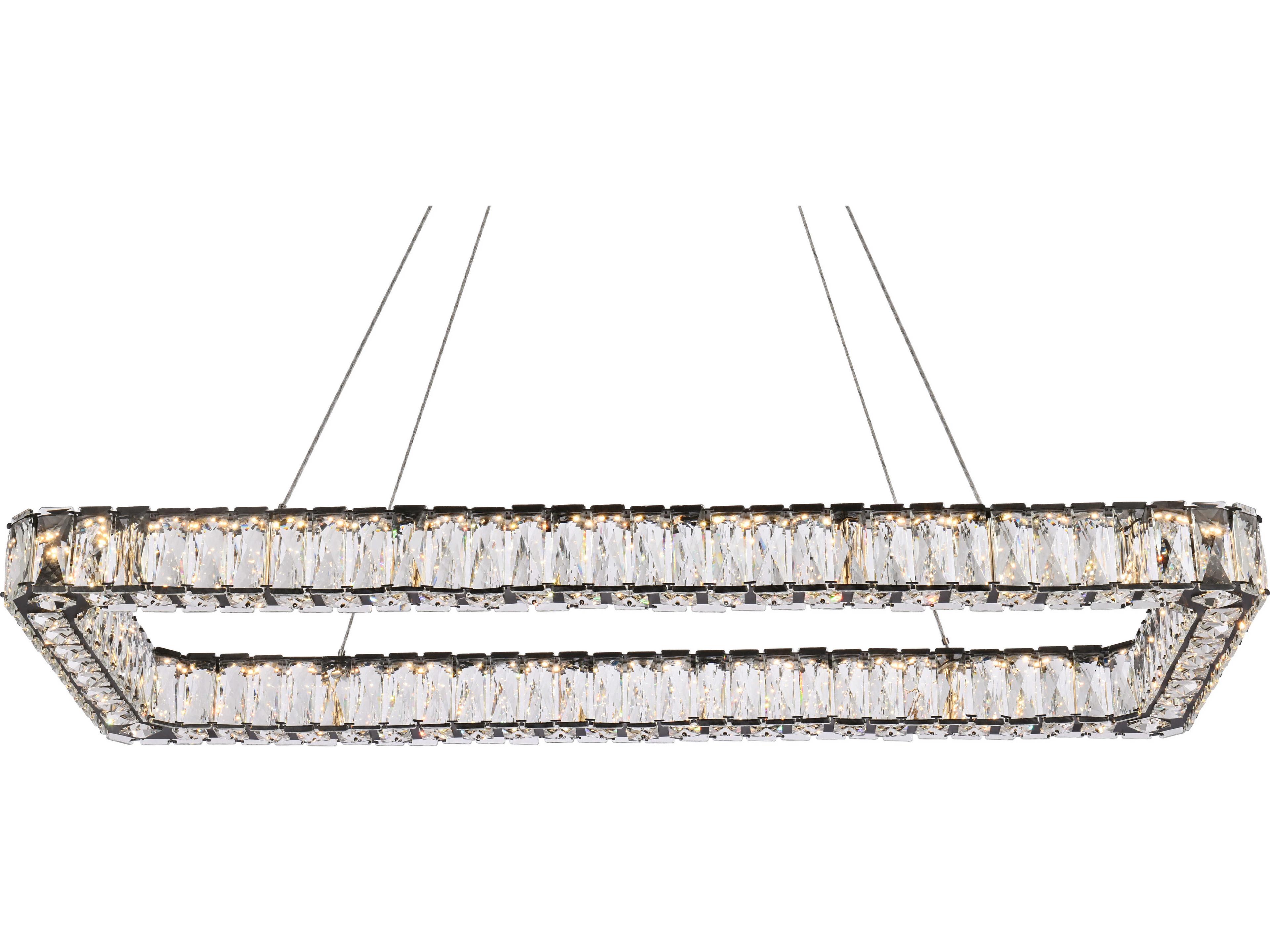 Elegant Lighting Monroe 1-Light Black Crystal LED Linear Island Pendant