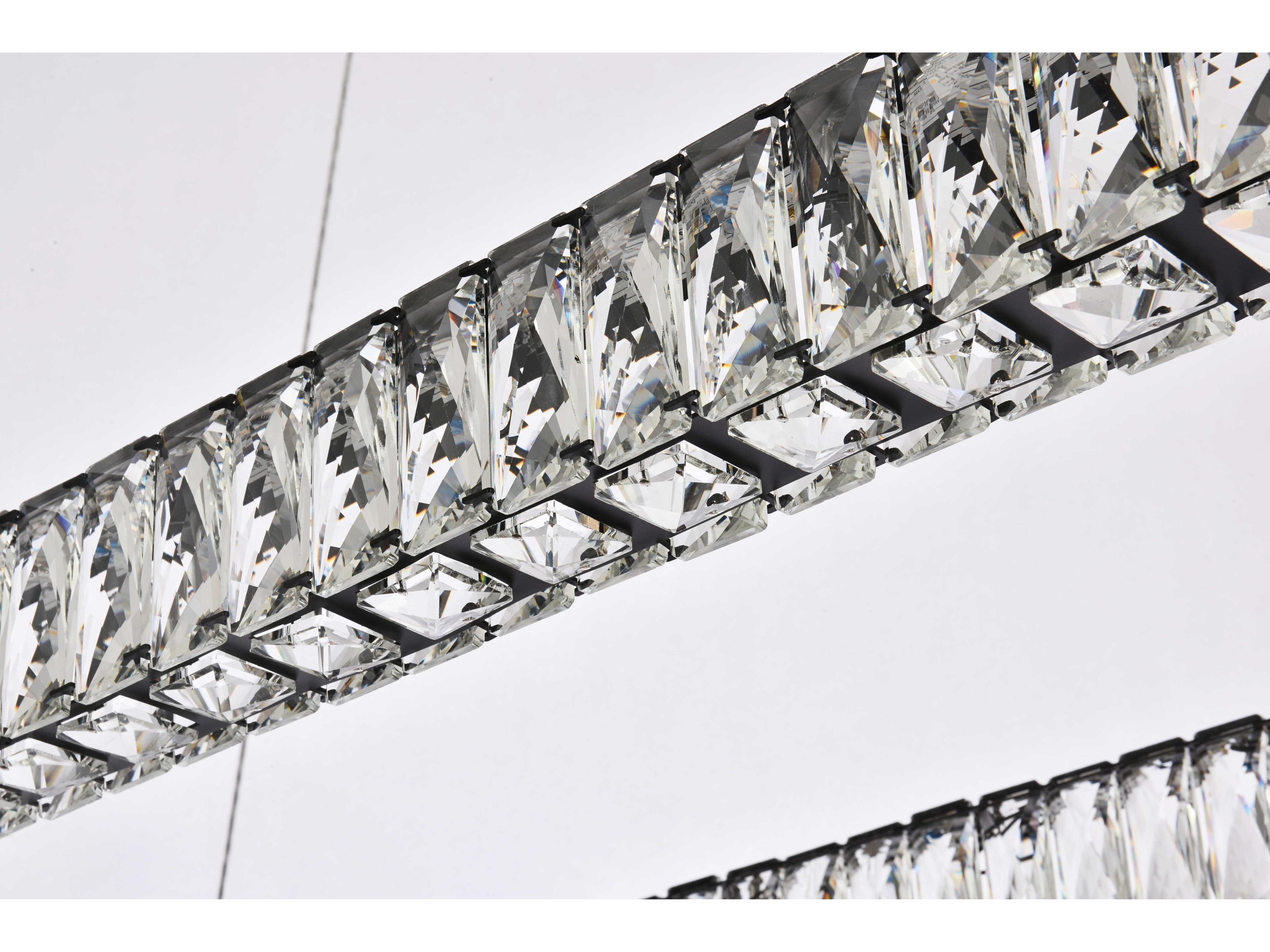 Elegant Lighting Monroe 1-Light Black Crystal LED Linear Island Pendant