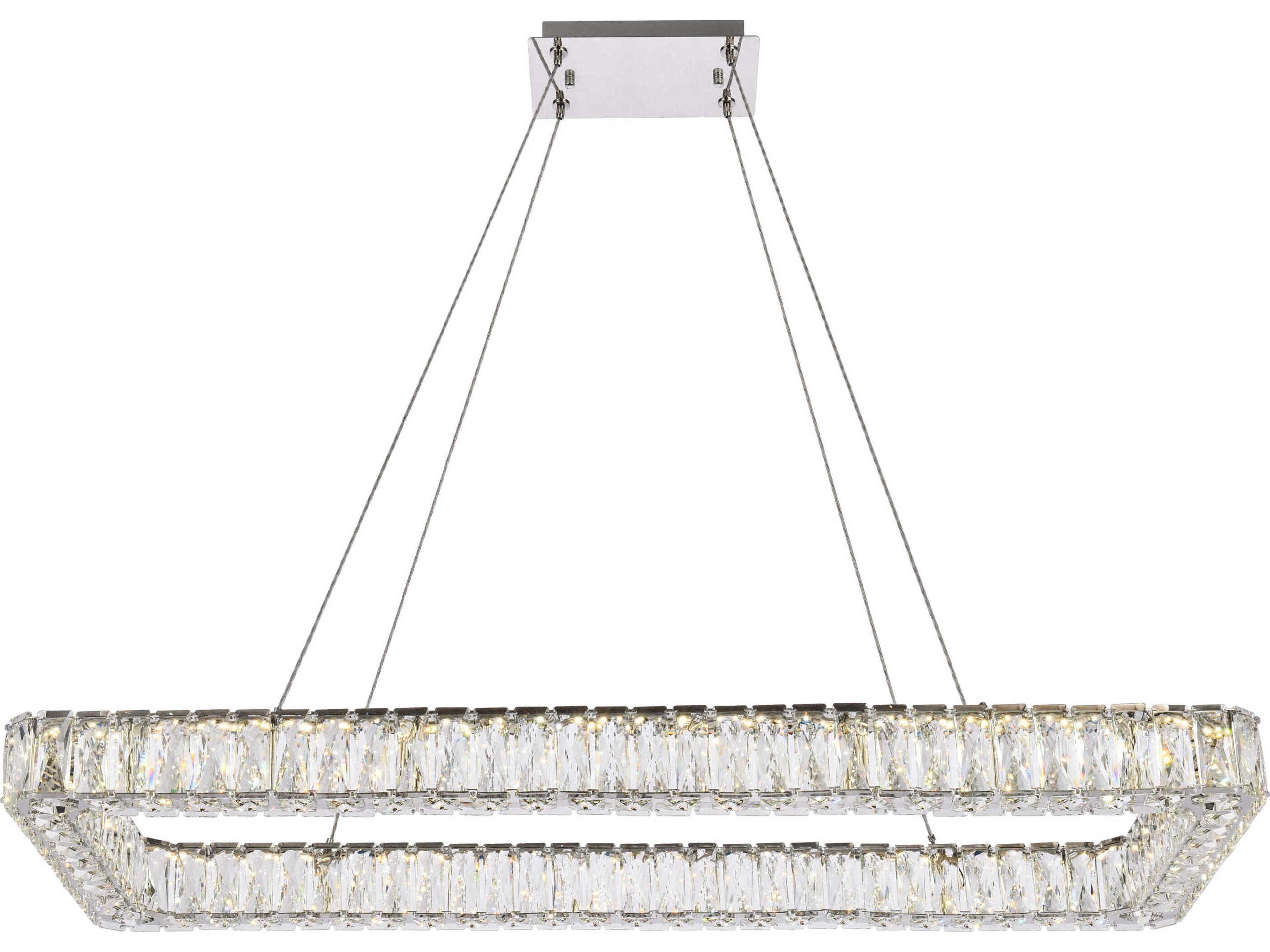 Monroe 1-Light Chrome Crystal LED Linear Island Pendant