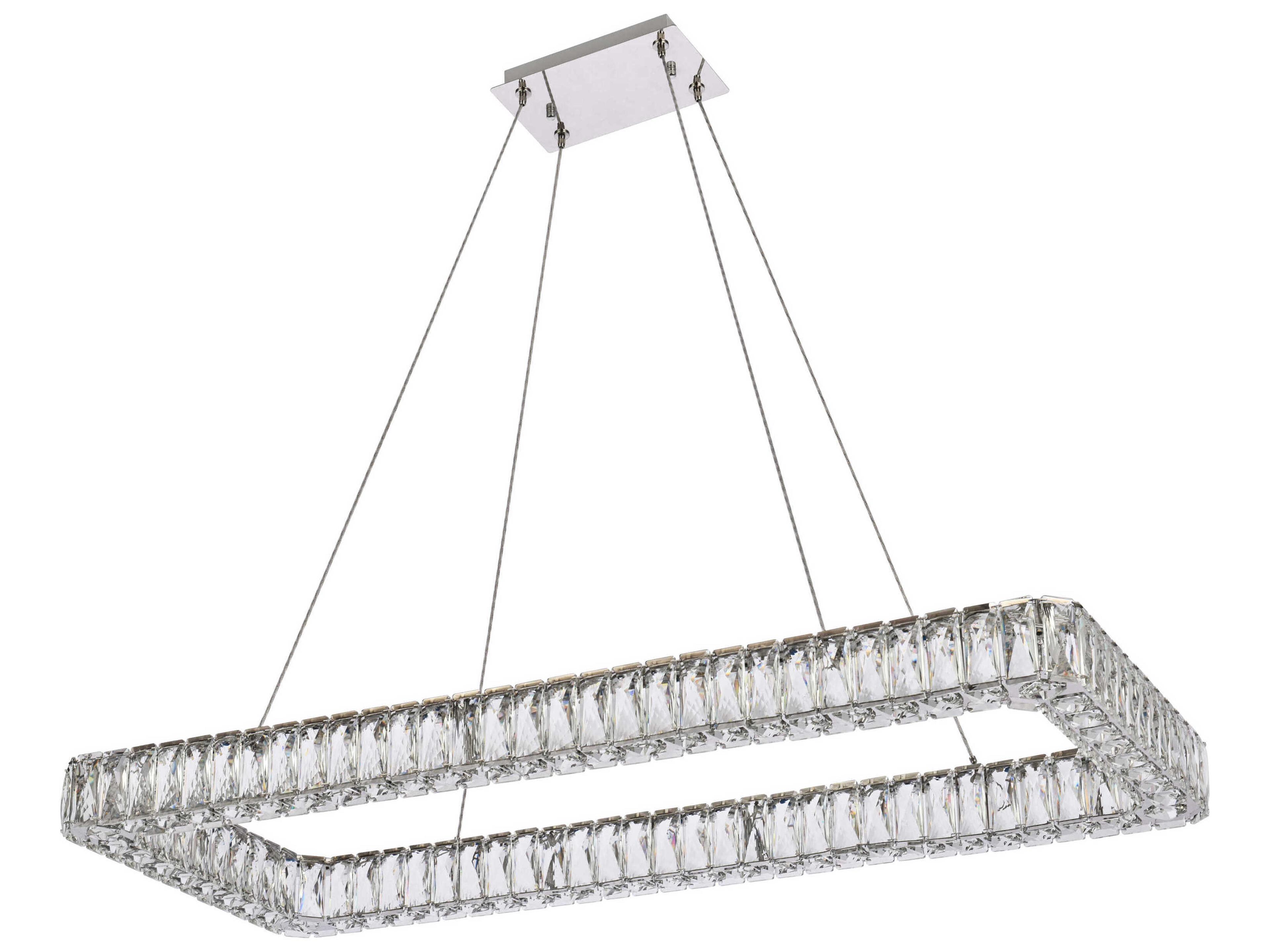 Elegant Lighting Monroe 1-Light Chrome Crystal LED Linear Island Pendant