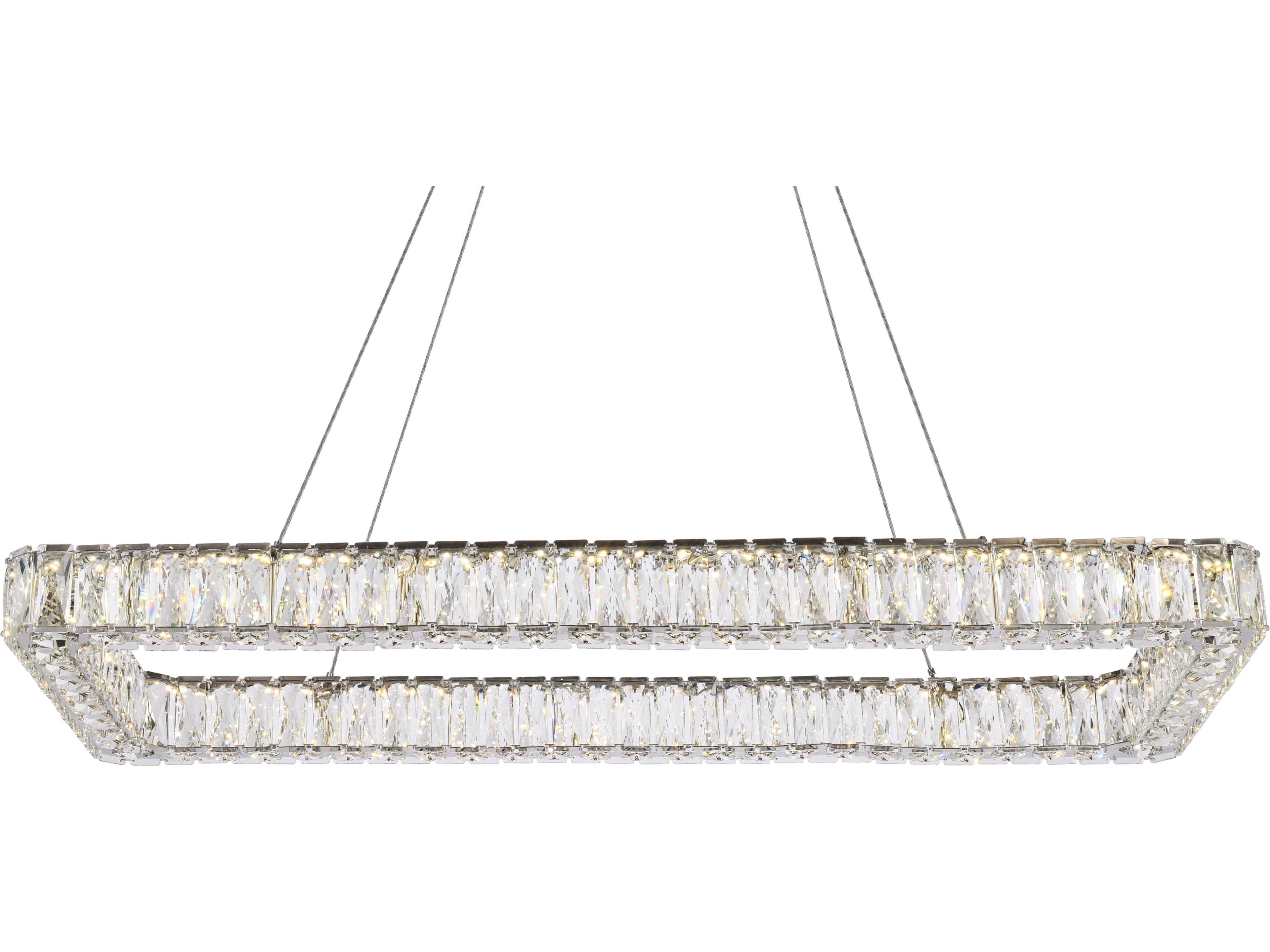 Elegant Lighting Monroe 1-Light Chrome Crystal LED Linear Island Pendant