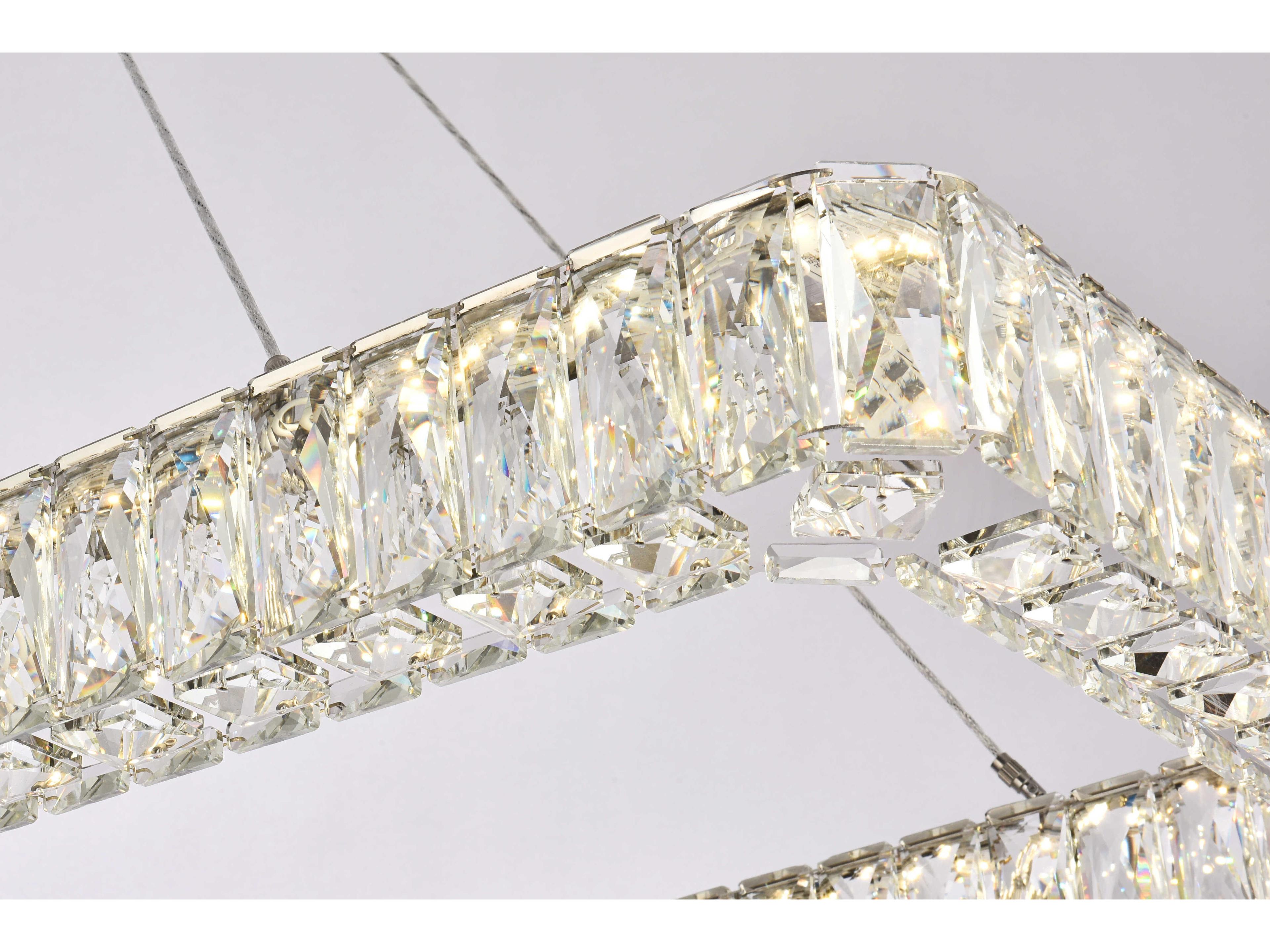 Elegant Lighting Monroe 1-Light Chrome Crystal LED Linear Island Pendant