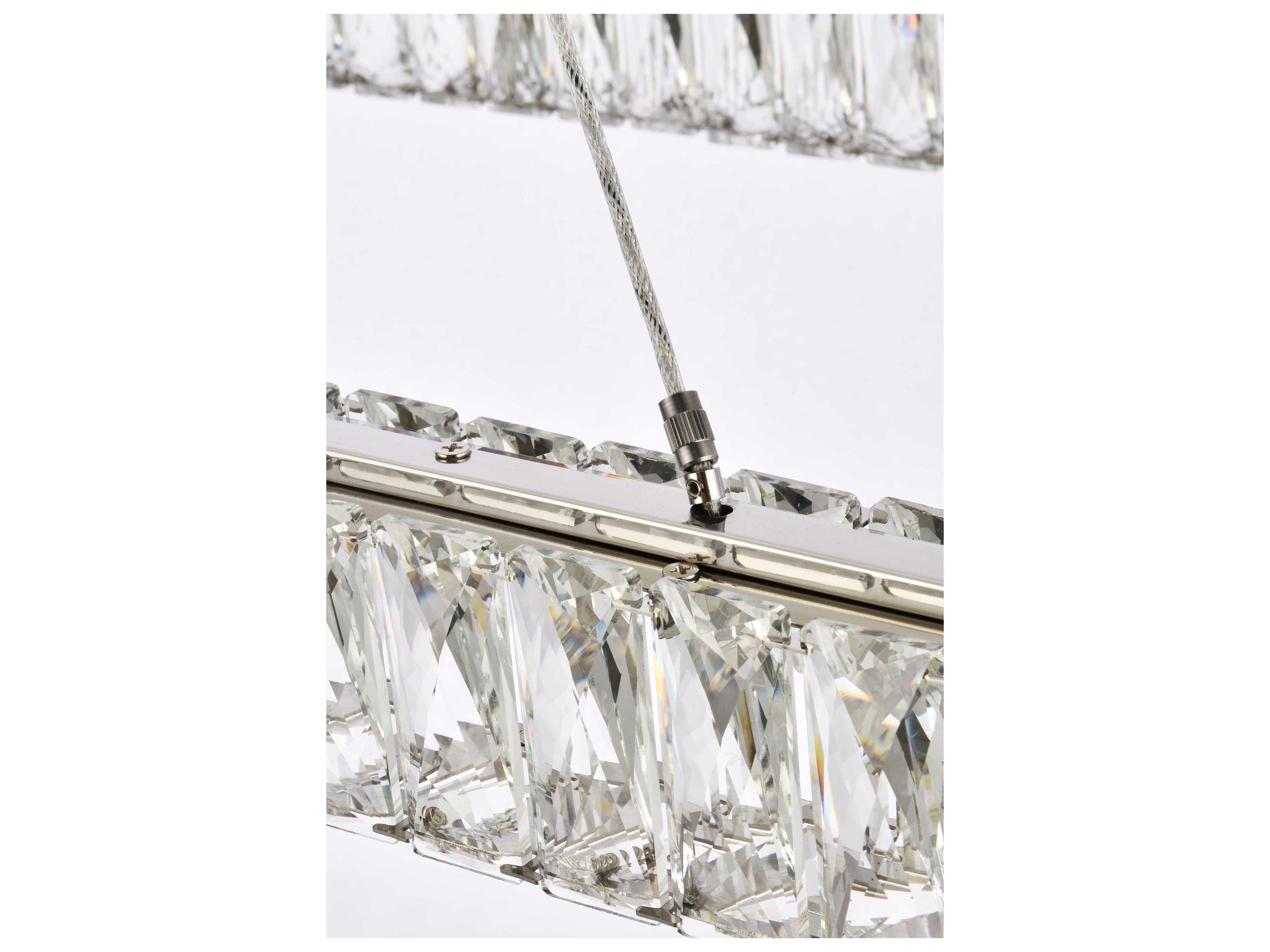 Elegant Lighting Monroe 1-Light Chrome Crystal LED Linear Island Pendant