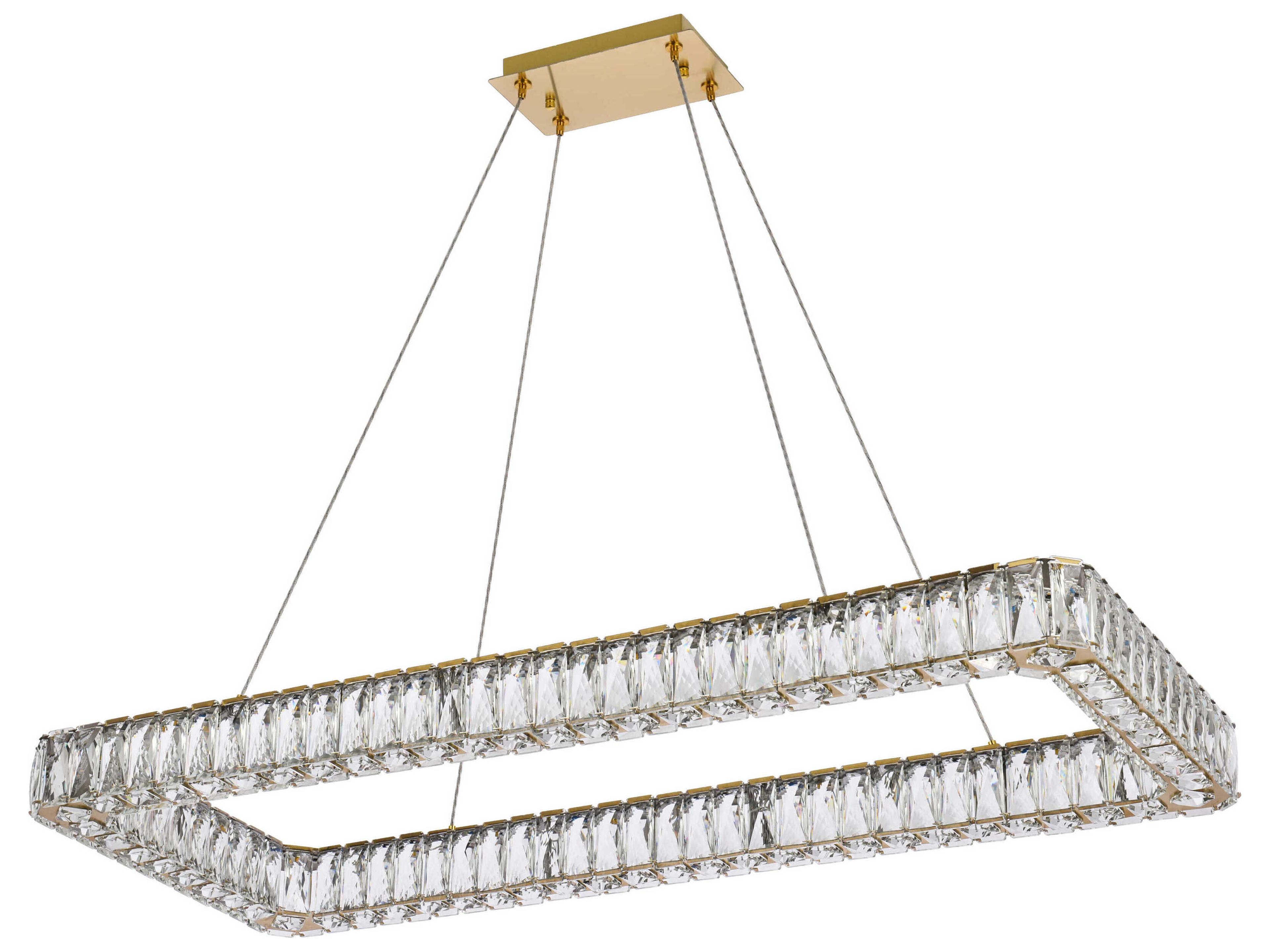 Elegant Lighting Monroe 1-Light Gold Crystal LED Linear Island Pendant