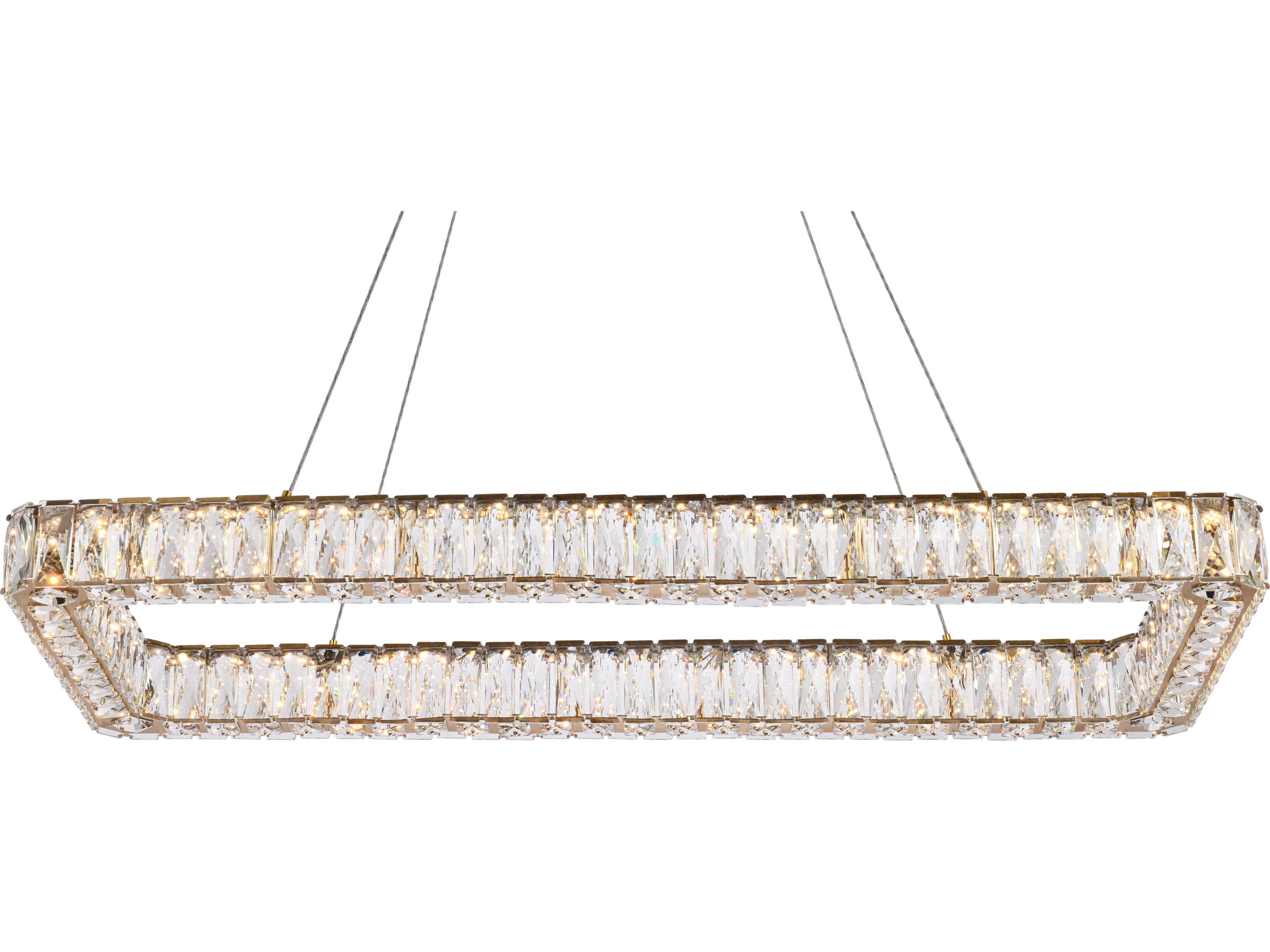 Elegant Lighting Monroe 1-Light Gold Crystal LED Linear Island Pendant