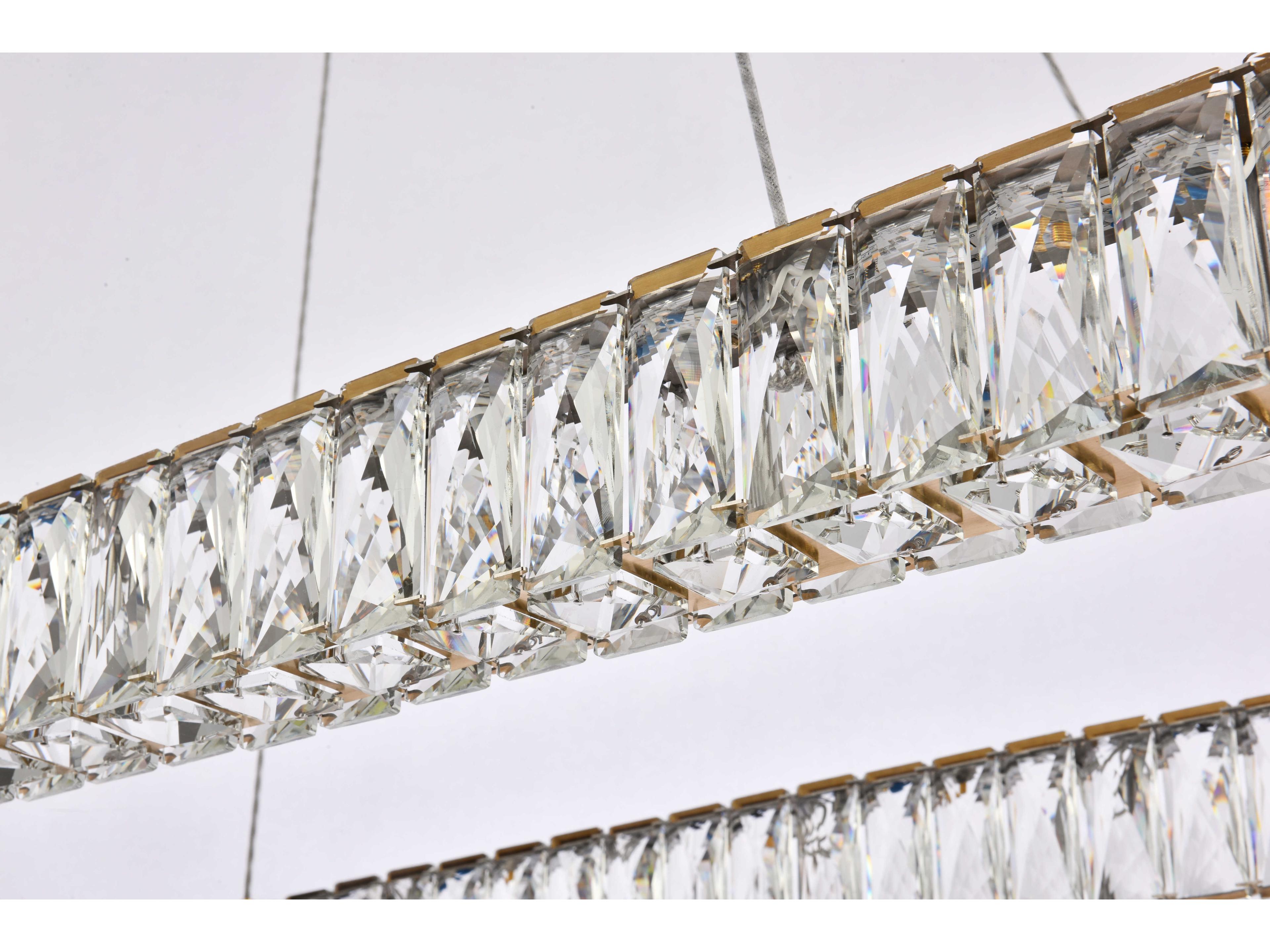 Elegant Lighting Monroe 1-Light Gold Crystal LED Linear Island Pendant
