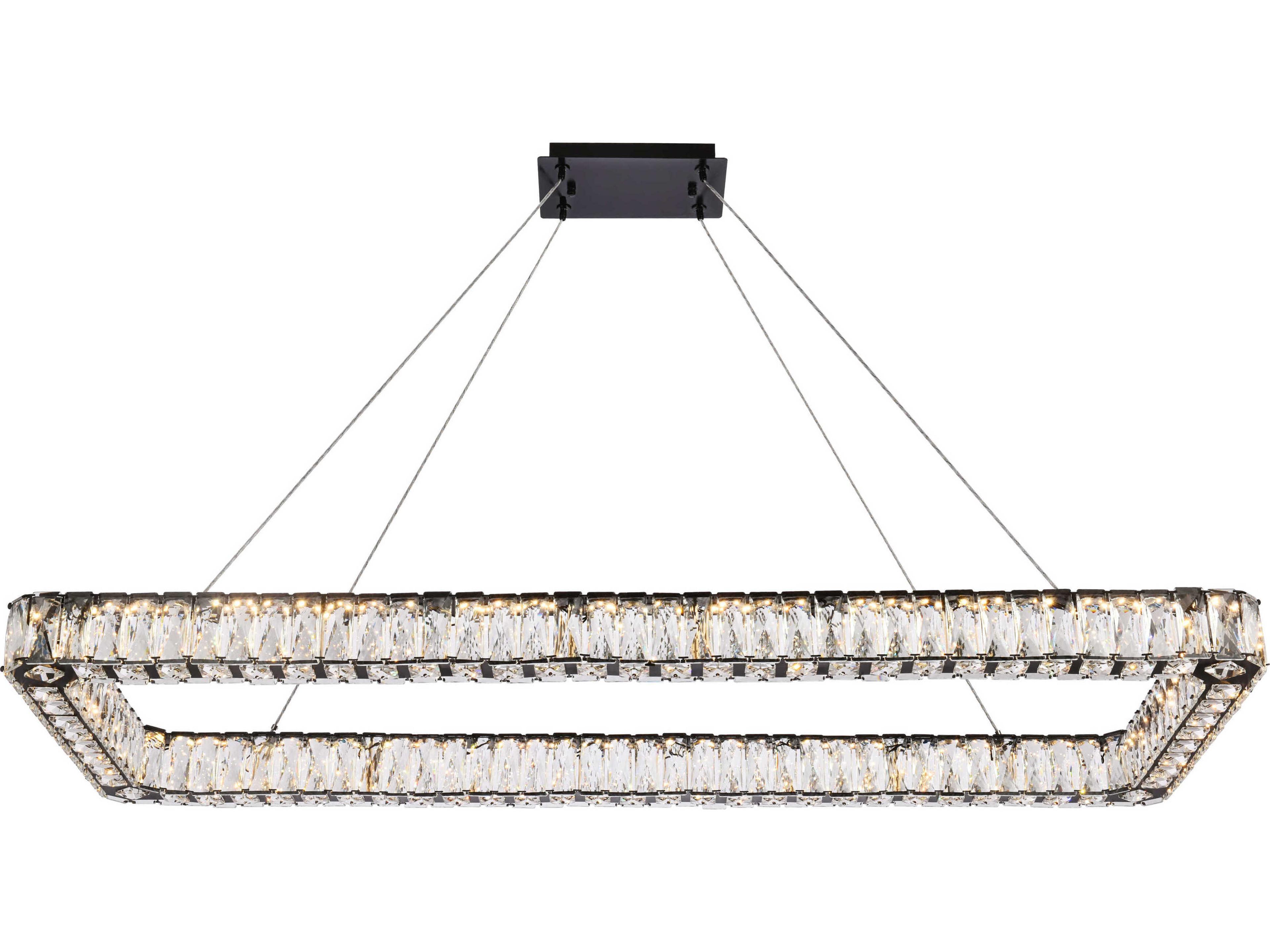 Monroe 1-Light Black Crystal LED Linear Island Pendant