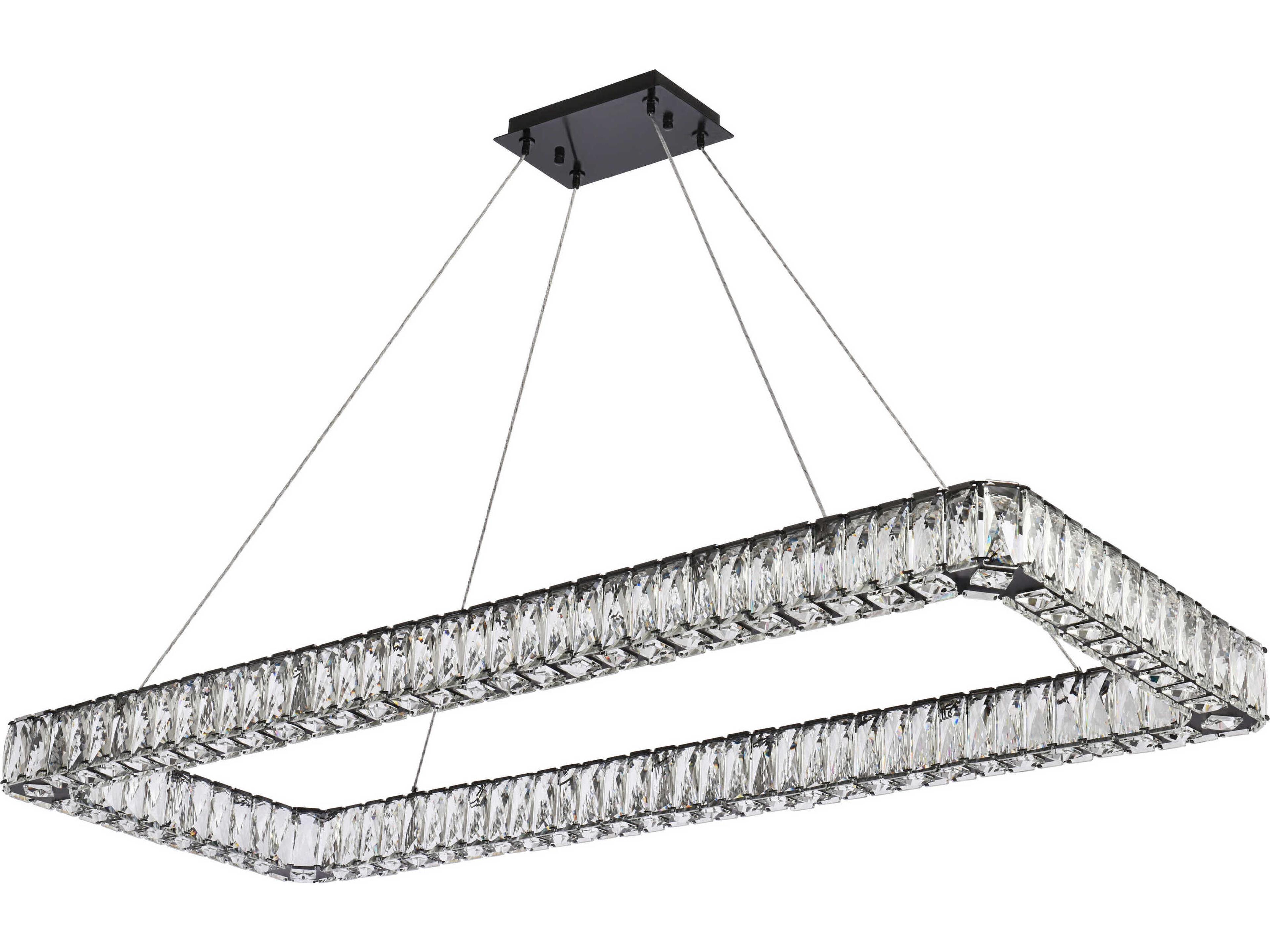 Elegant Lighting Monroe 1-Light Black Crystal LED Linear Island Pendant