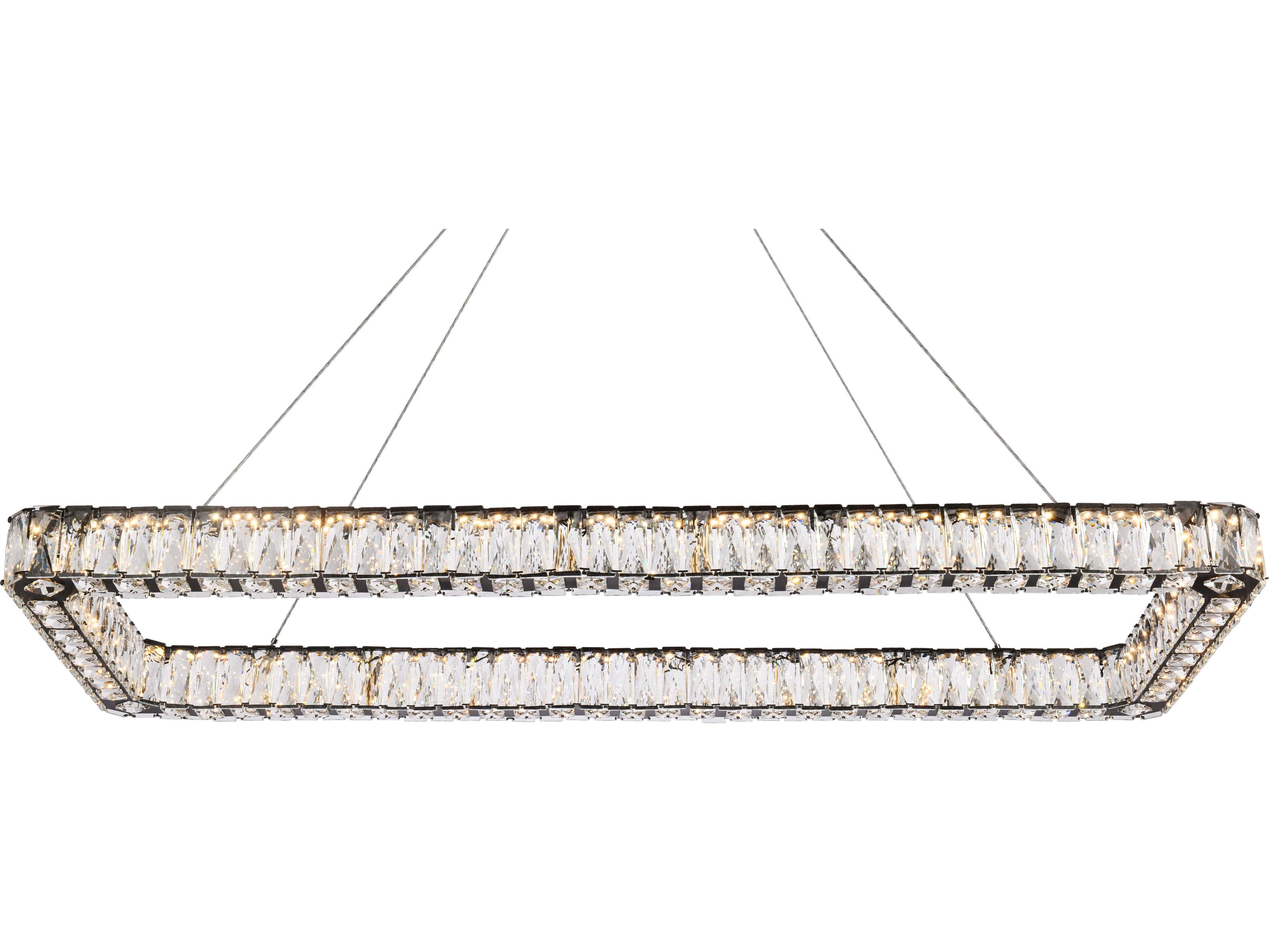 Elegant Lighting Monroe 1-Light Black Crystal LED Linear Island Pendant