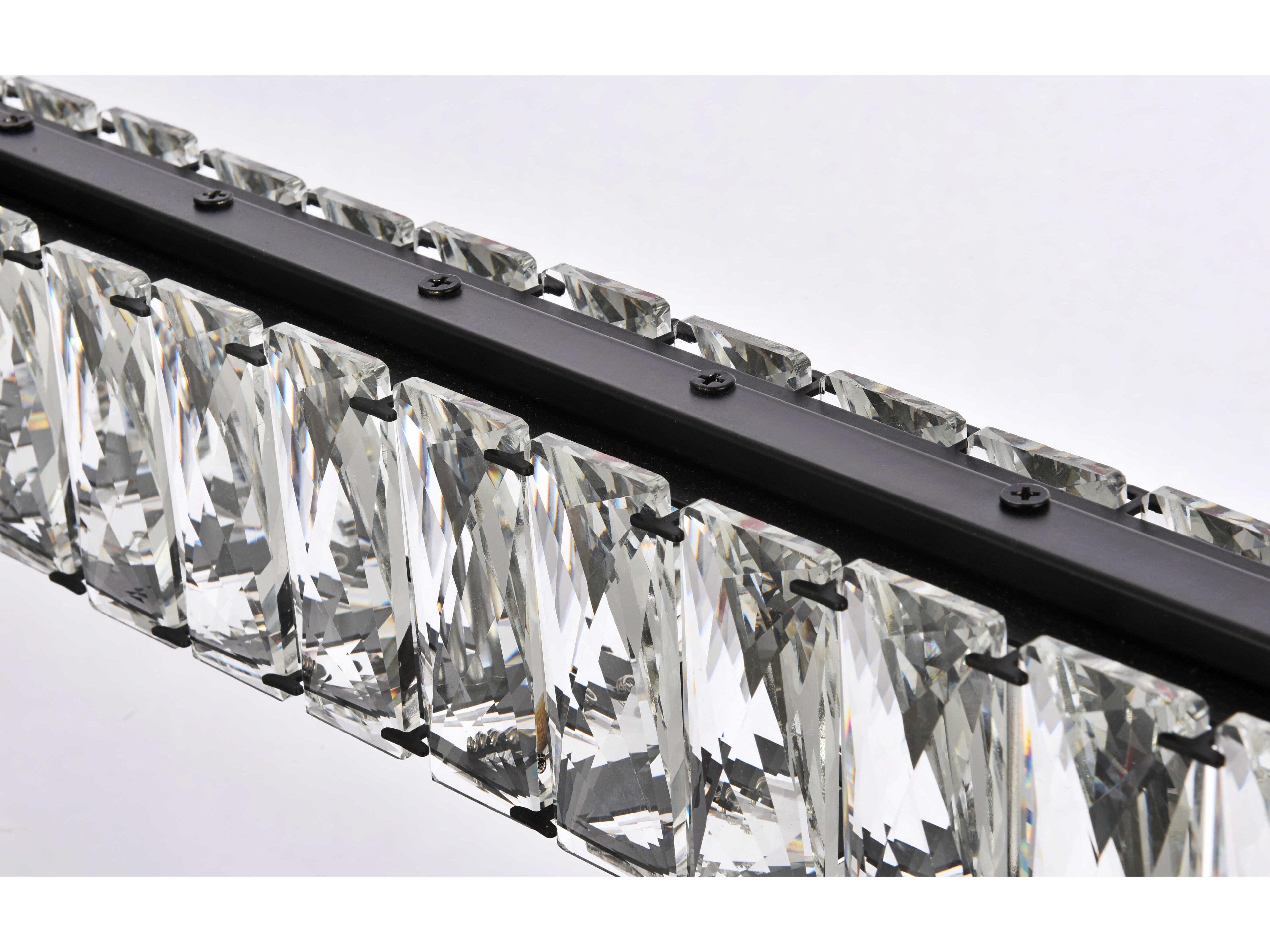 Elegant Lighting Monroe 1-Light Black Crystal LED Linear Island Pendant