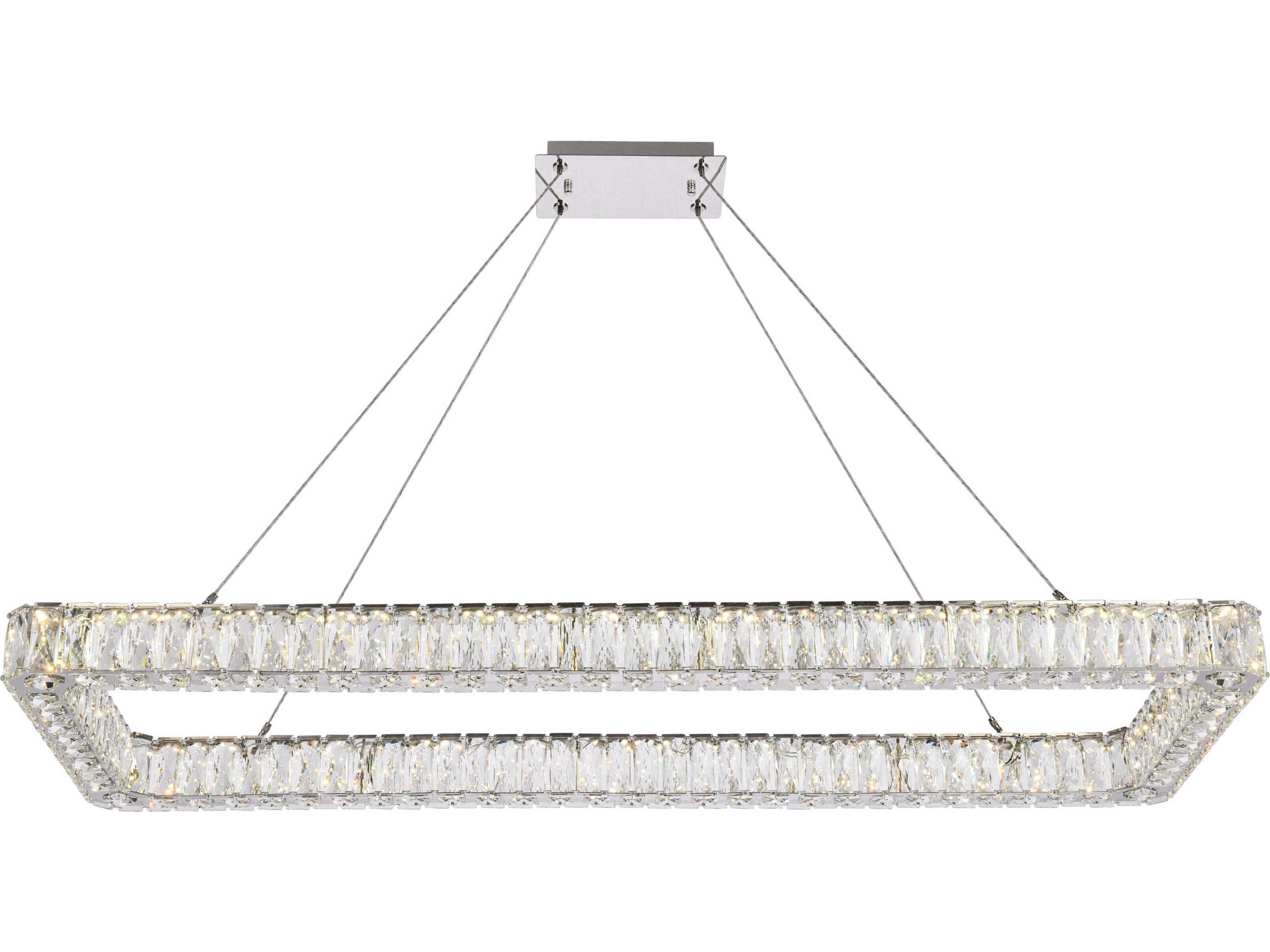 Monroe 1-Light Chrome Crystal LED Linear Island Pendant