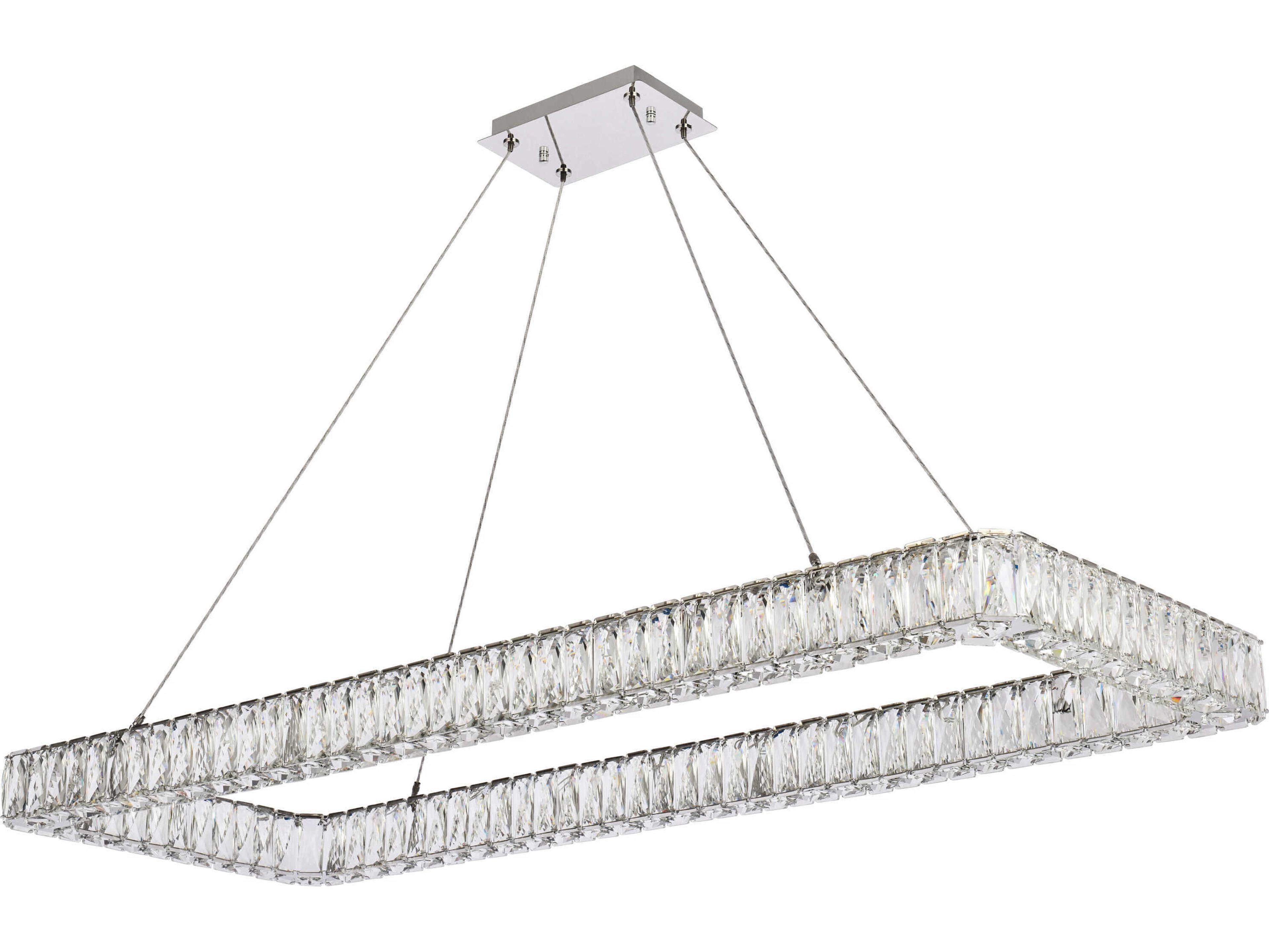 Elegant Lighting Monroe 1-Light Chrome Crystal LED Linear Island Pendant