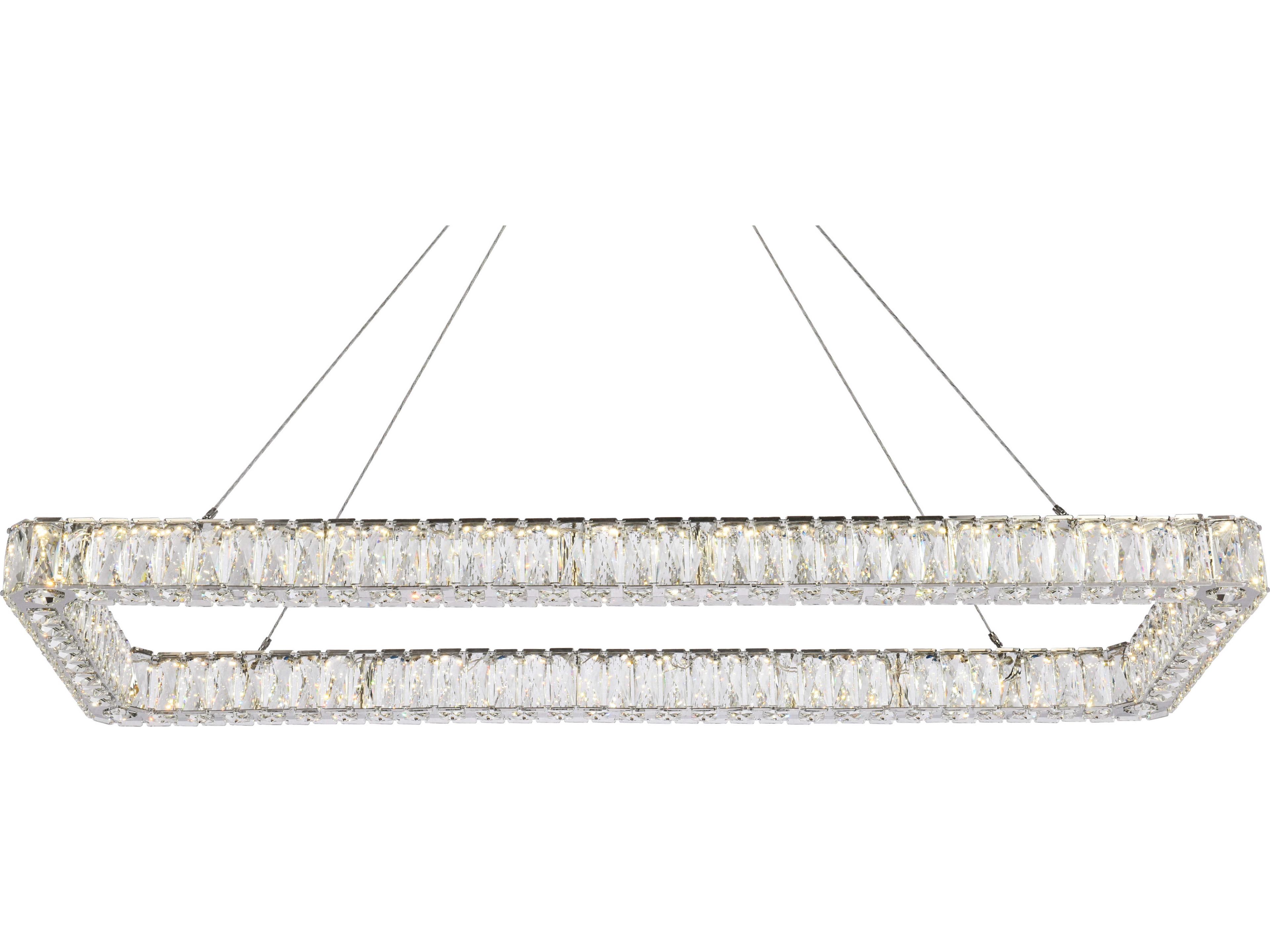Elegant Lighting Monroe 1-Light Chrome Crystal LED Linear Island Pendant