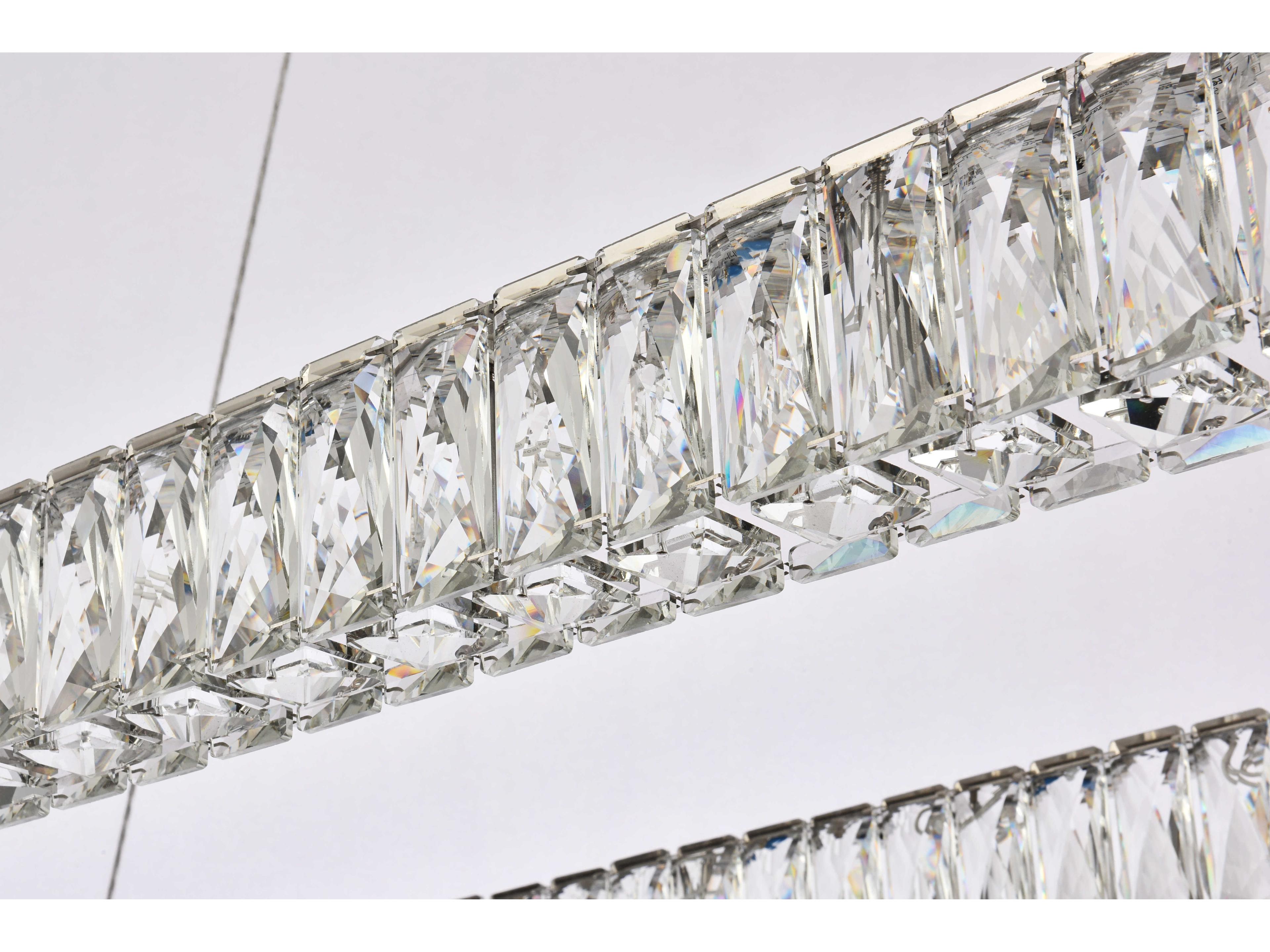Elegant Lighting Monroe 1-Light Chrome Crystal LED Linear Island Pendant