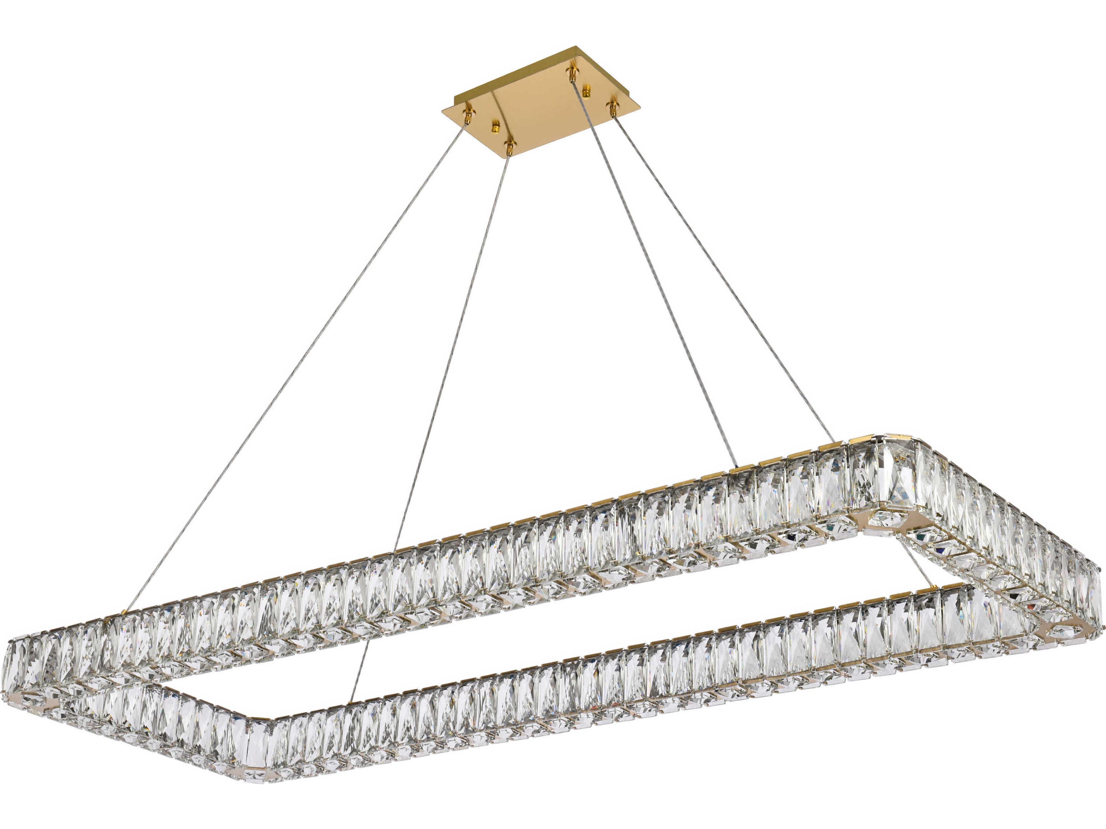 Elegant Lighting Monroe 1-Light Gold Crystal LED Linear Island Pendant