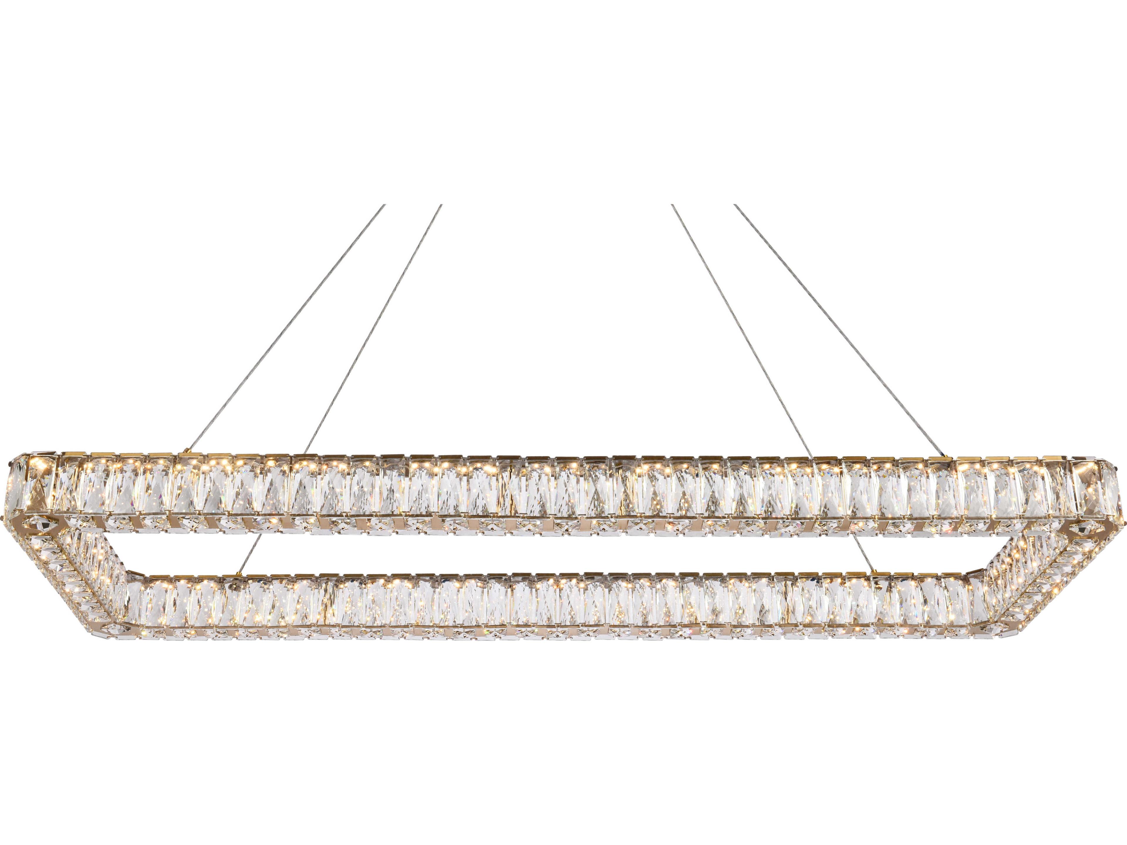 Elegant Lighting Monroe 1-Light Gold Crystal LED Linear Island Pendant