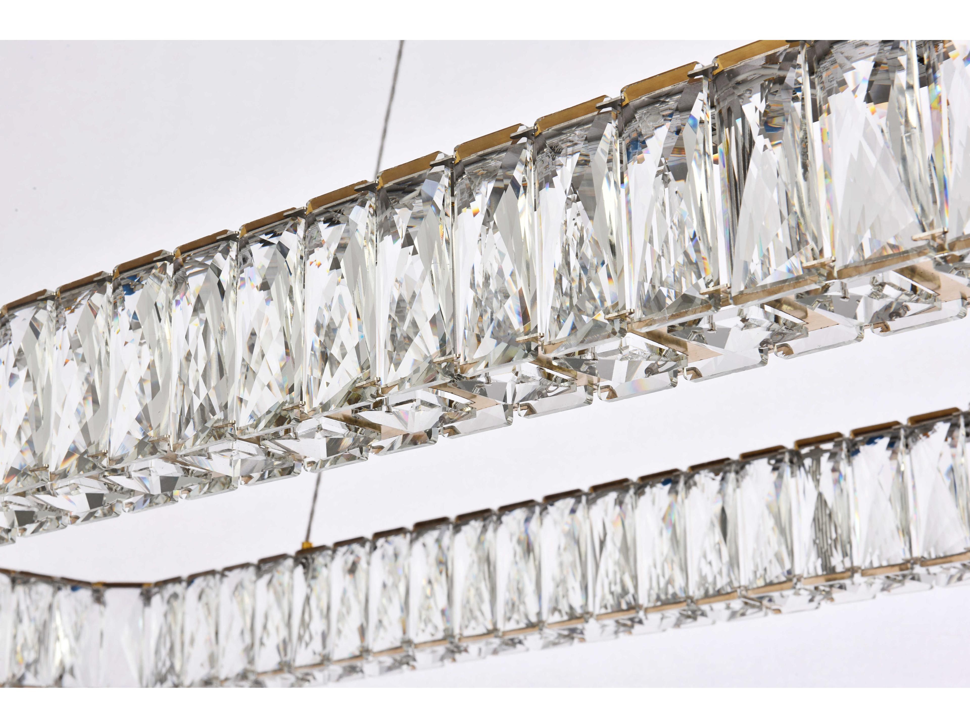 Elegant Lighting Monroe 1-Light Gold Crystal LED Linear Island Pendant