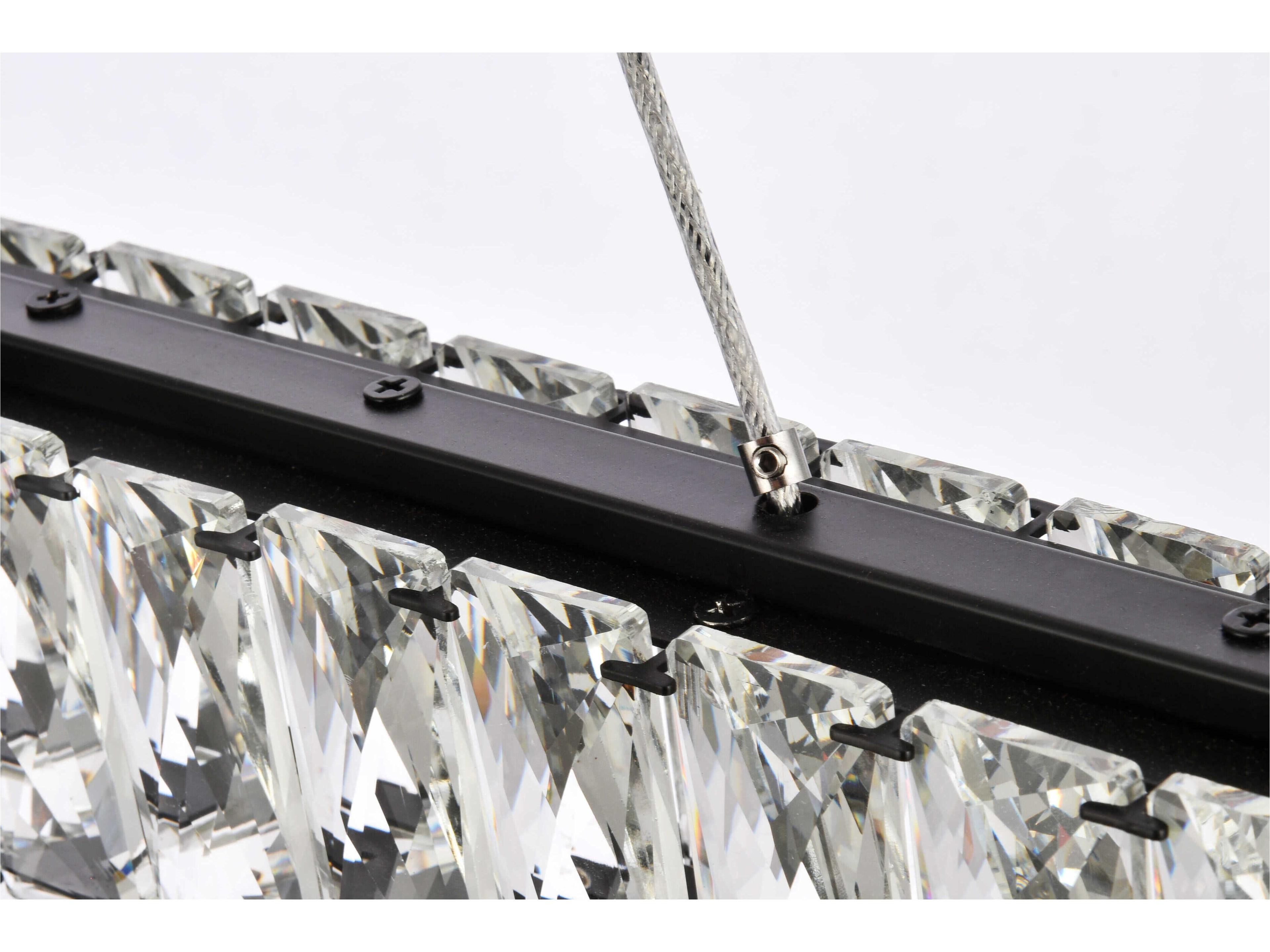 Elegant Lighting Monroe 2-Light Black Crystal LED Linear Tiered Island Pendant