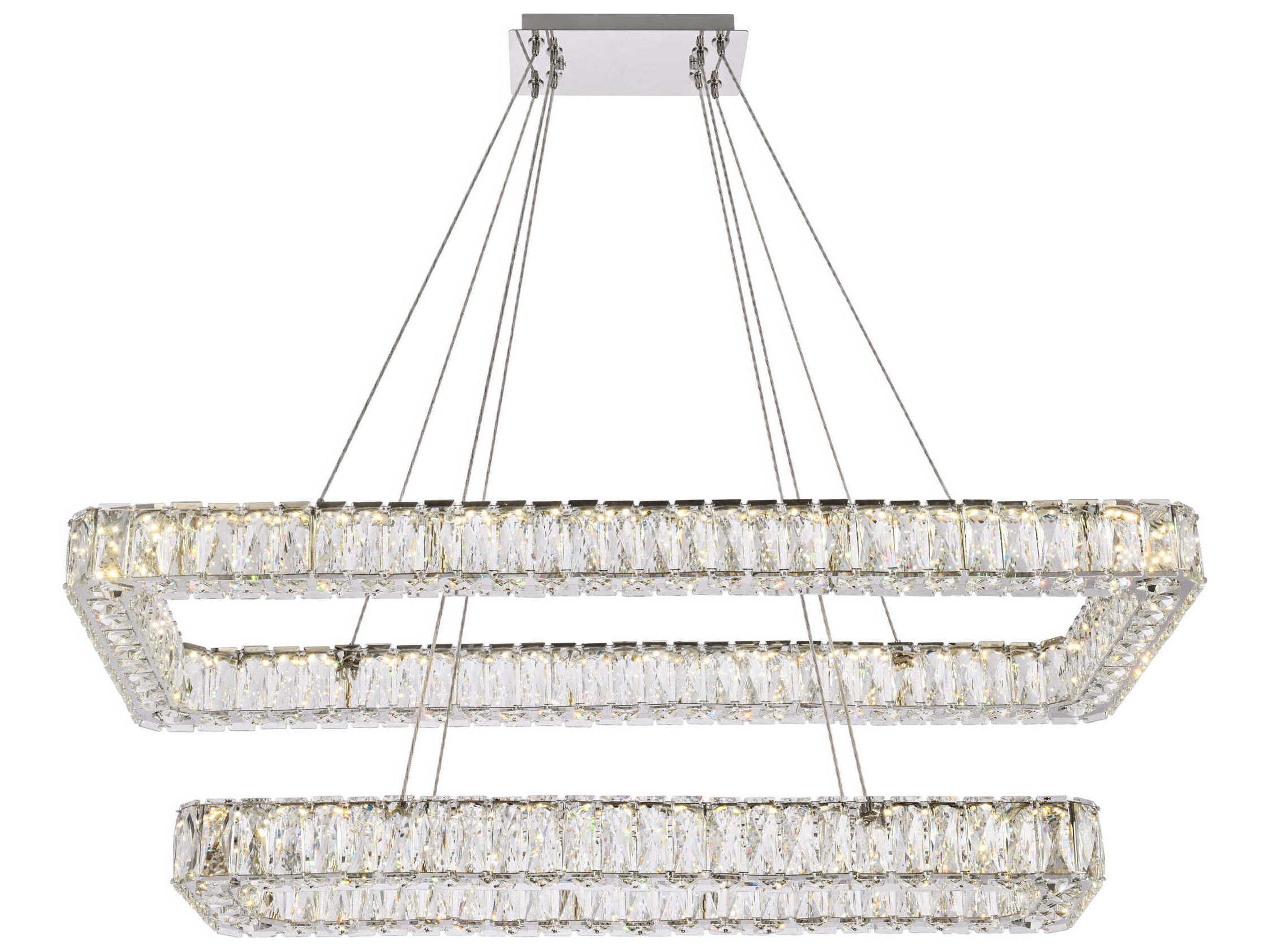 Monroe 2-Light Chrome Crystal LED Linear Tiered Island Pendant