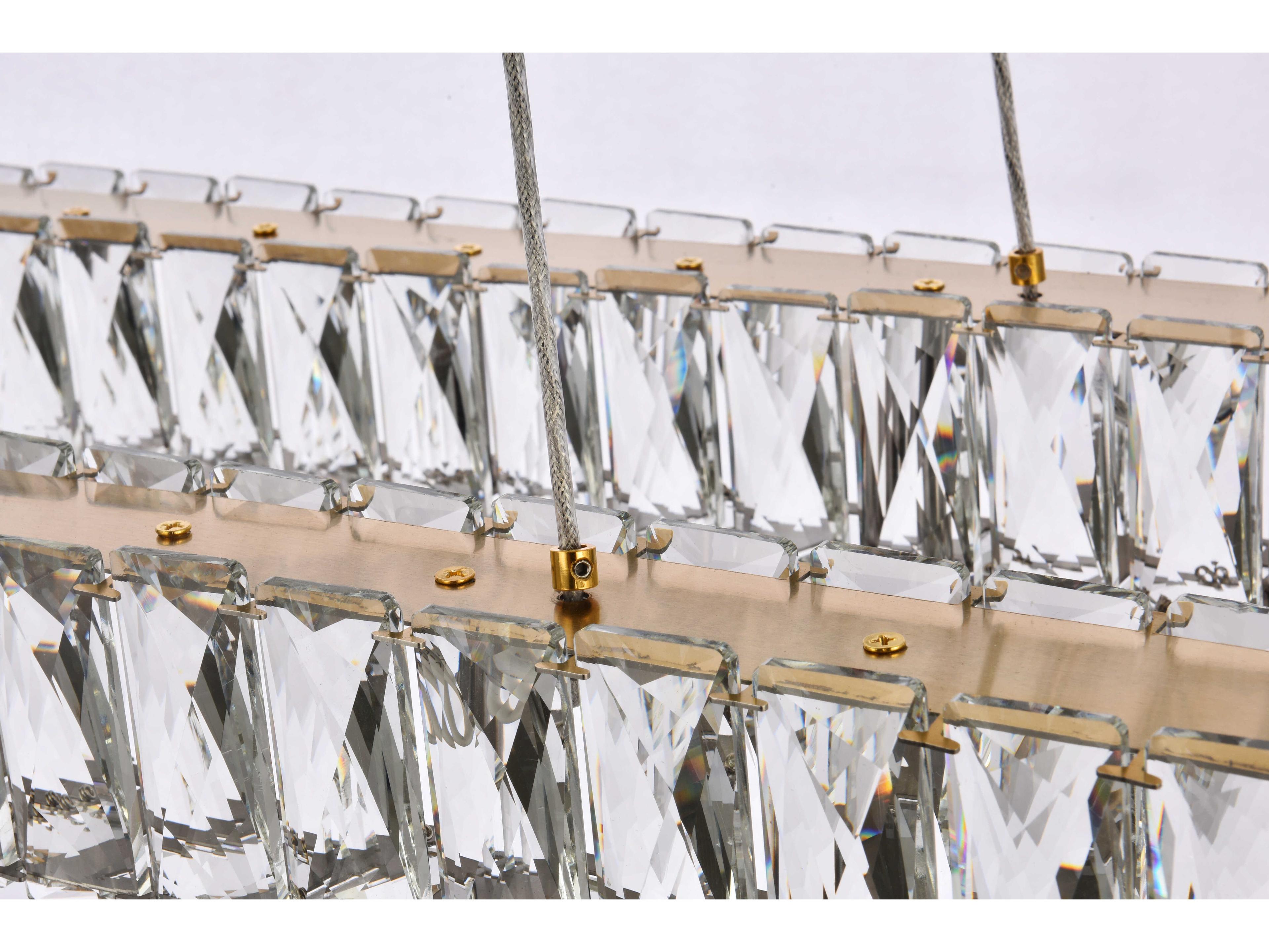 Elegant Lighting Monroe 2-Light Gold Crystal LED Linear Tiered Island Pendant