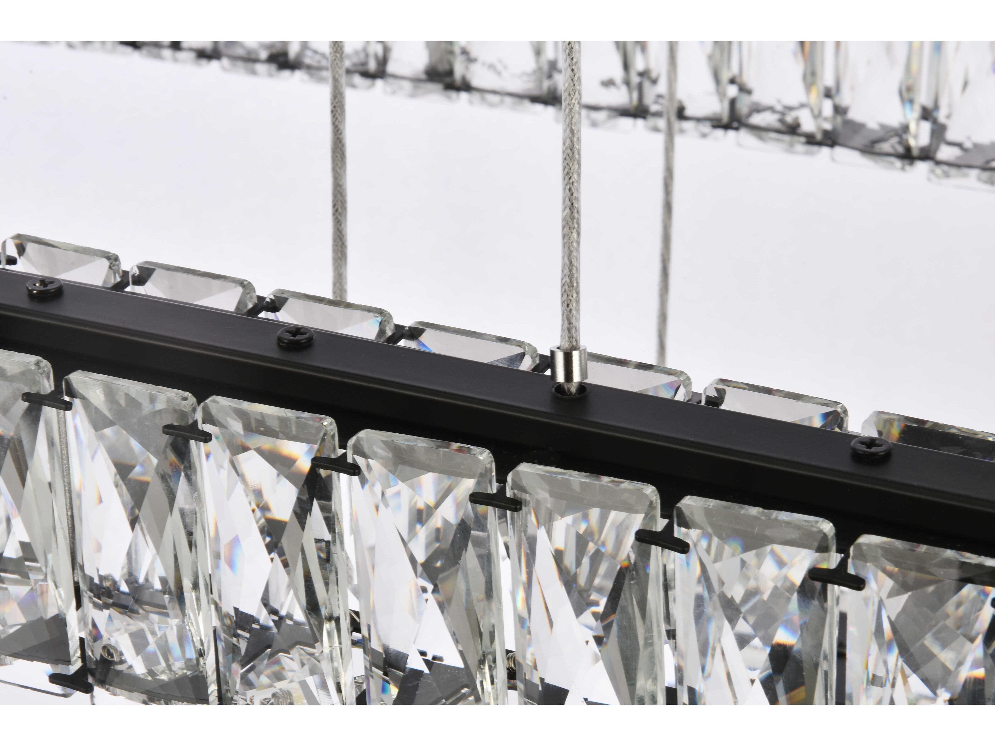 Elegant Lighting Monroe 3-Light Black Crystal LED Linear Tiered Island Pendant