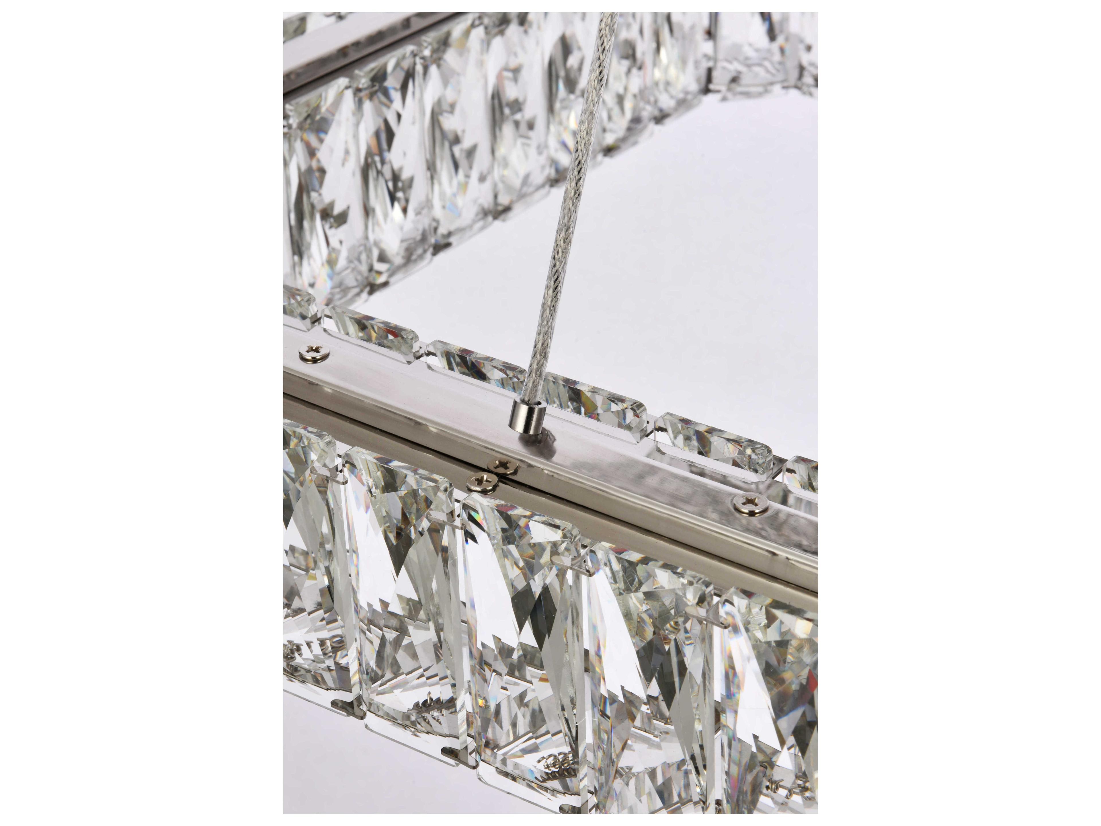 Elegant Lighting Monroe 3-Light Chrome Crystal LED Linear Tiered Island Pendant