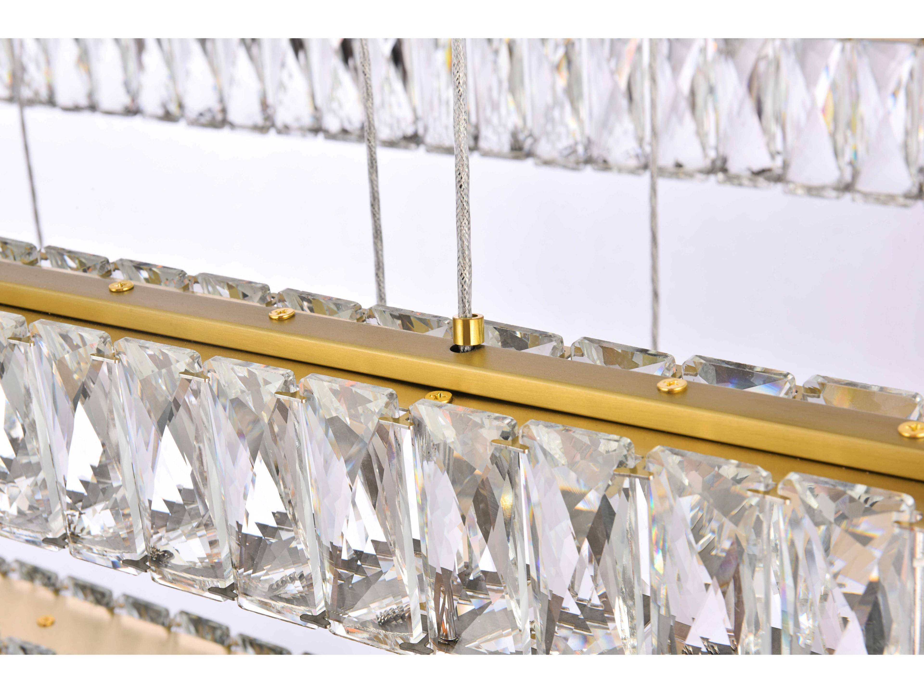 Elegant Lighting Monroe 3-Light Gold Crystal LED Linear Tiered Island Pendant