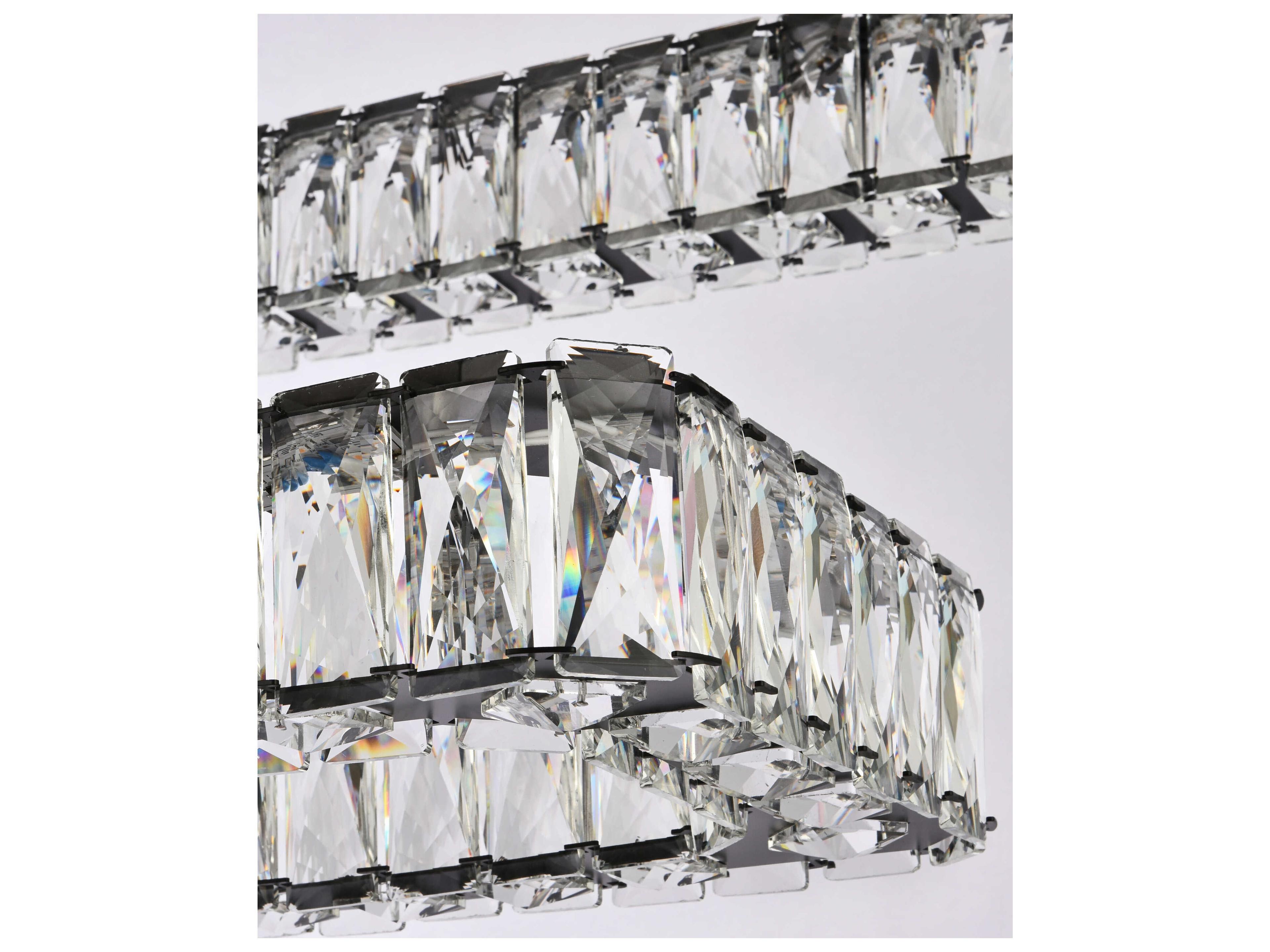 Elegant Lighting Monroe 2-Light Black Crystal LED Linear Tiered Island Pendant