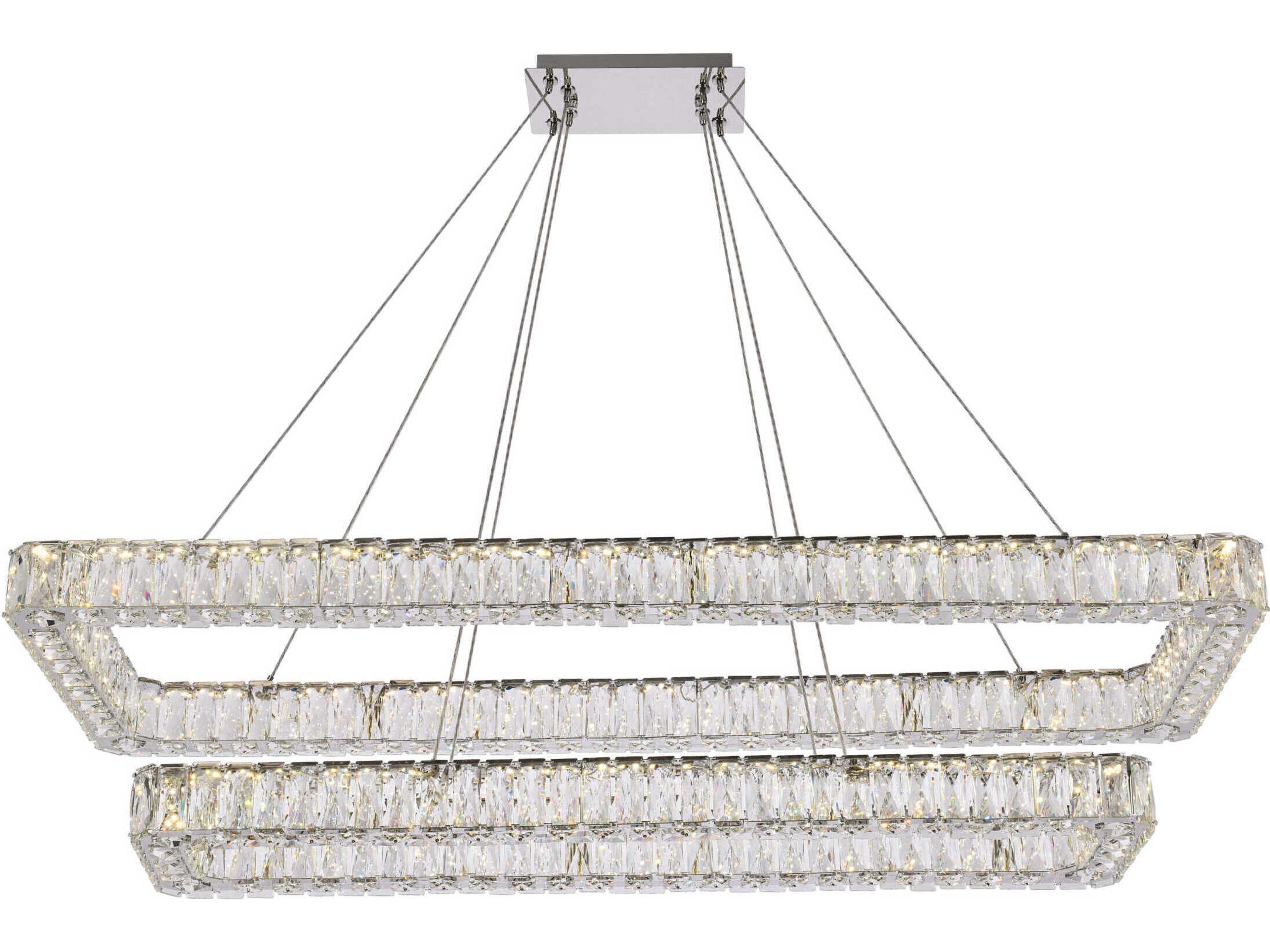 Monroe 2-Light Chrome Crystal LED Linear Tiered Island Pendant