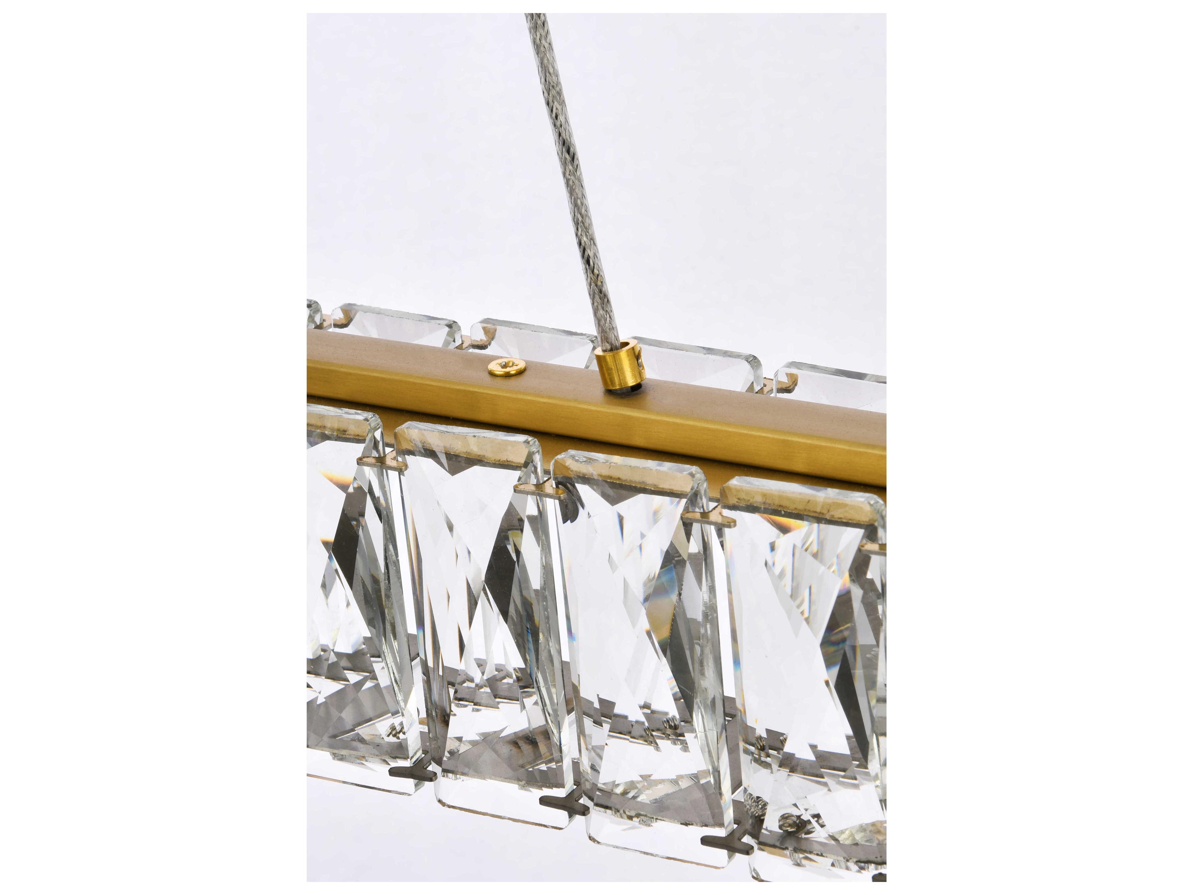 Elegant Lighting Monroe 2-Light Gold Crystal LED Linear Tiered Island Pendant