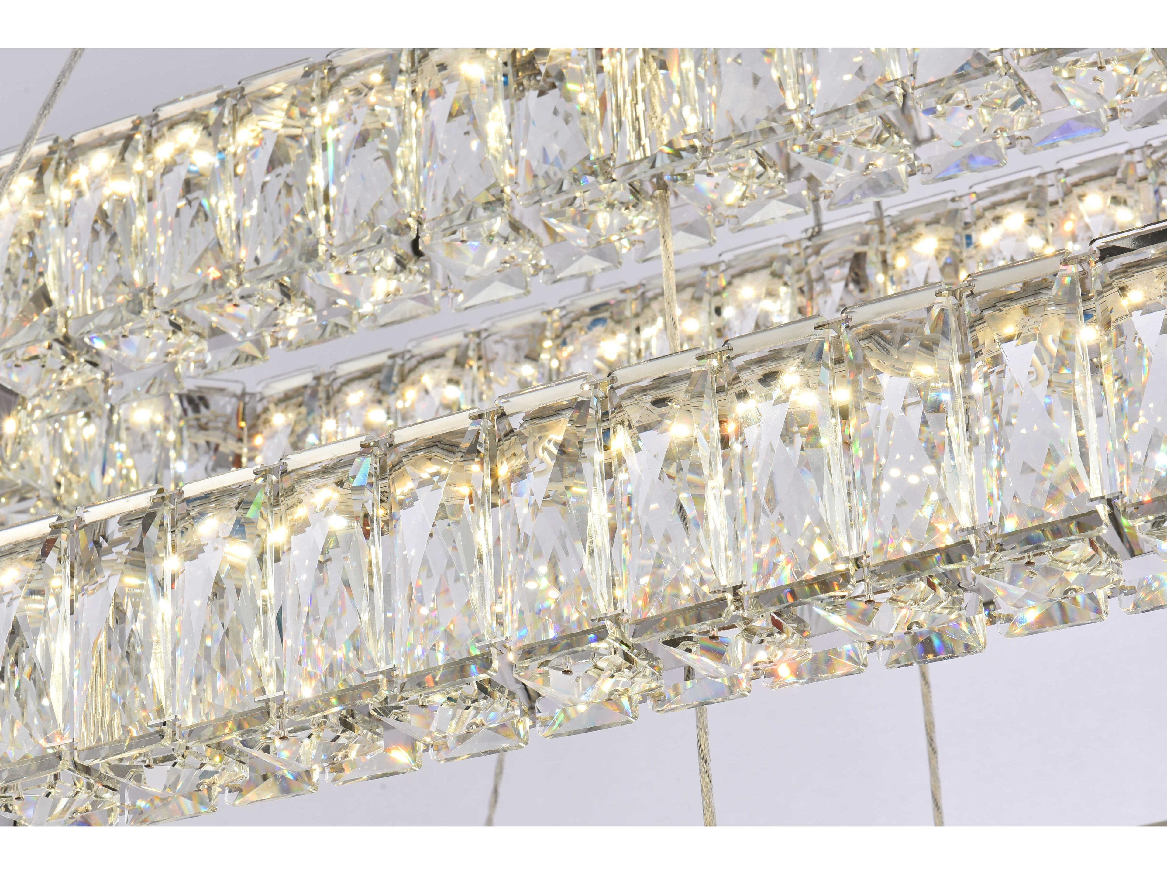 Elegant Lighting Monroe 3-Light Chrome Crystal LED Linear Tiered Island Pendant