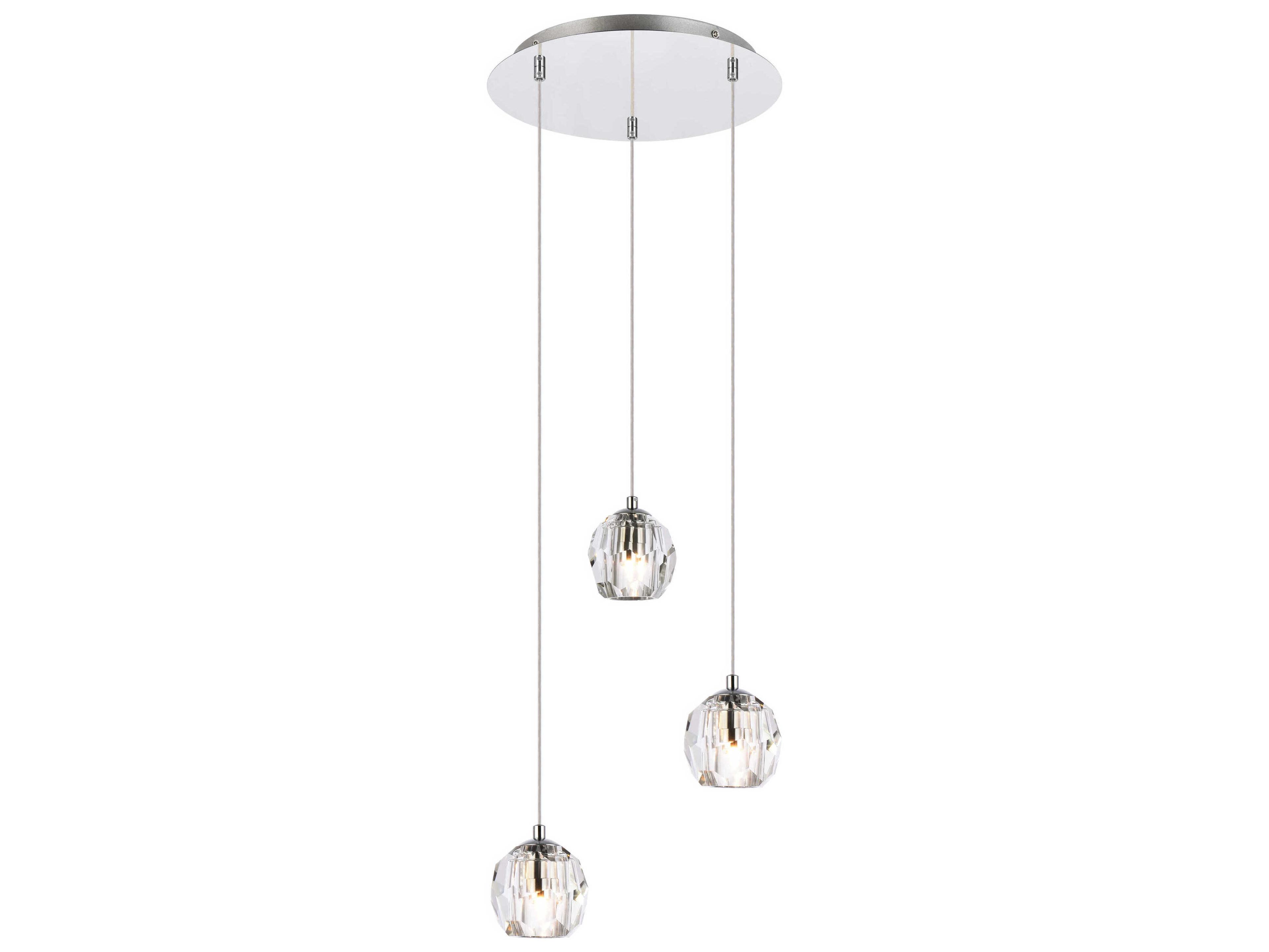 Eren 3-Light Chrome Crystal Glass Geometric Pendant